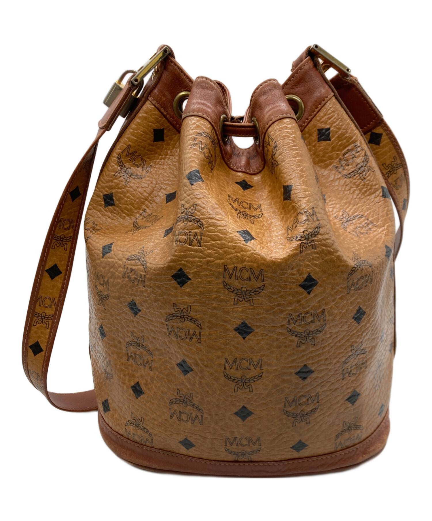 中古・古着通販】MCM (エムシーエム) レザー巾着バッグ ブラウン 