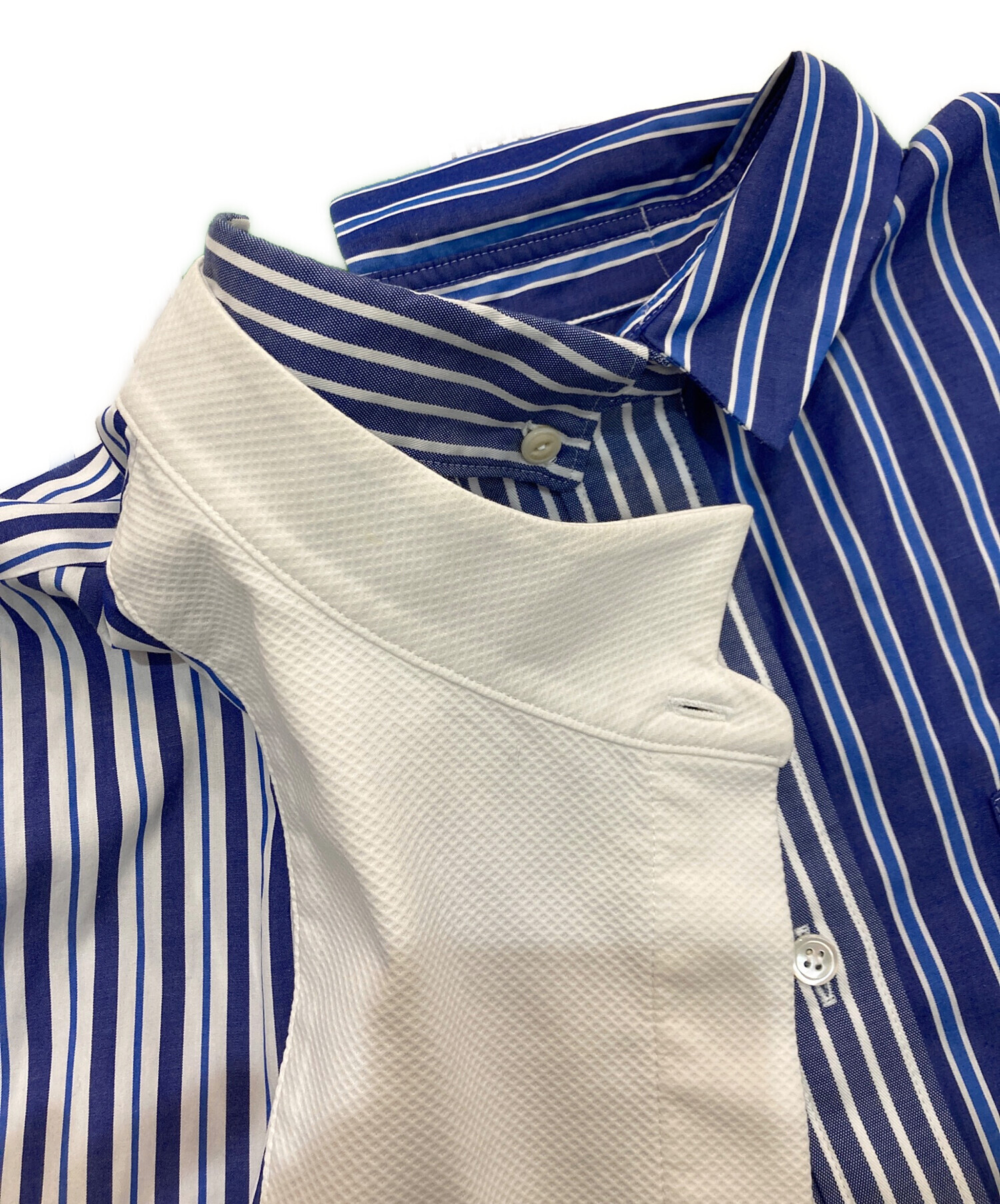 sacai 襟付 バック レースアップ ストライプ シャツ ブルー×ホワイト Sacai ストライプ シャツ | ブルー | FARFETCH JP