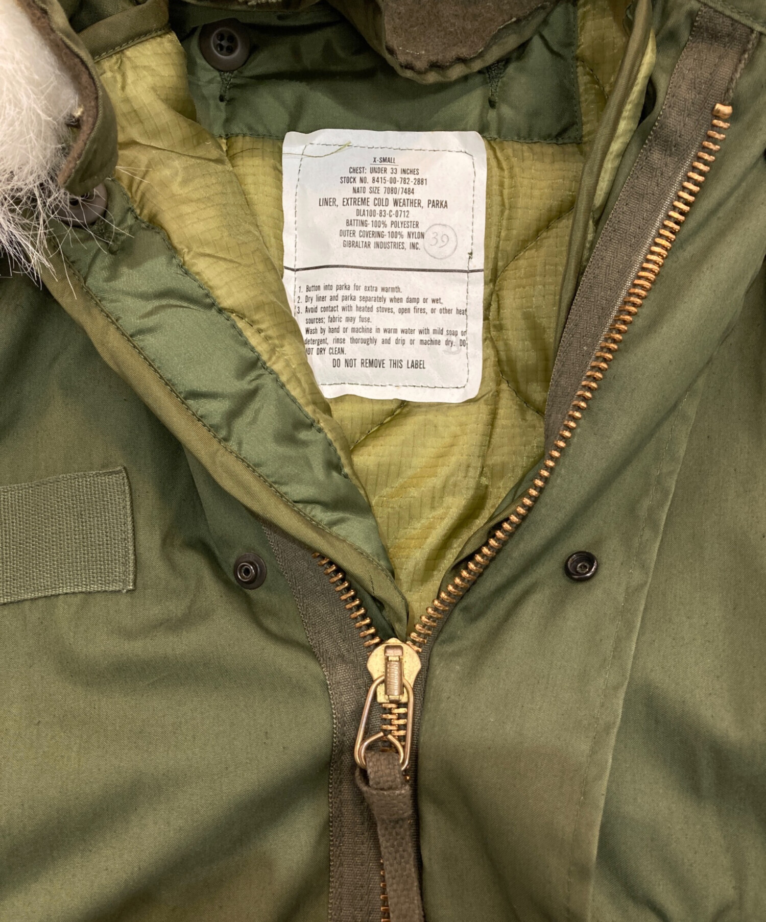 m-65 モッズコート 8415-00-782-2883 カーキ フルセット 中古】MILITARY衣料 | ミリタリーイリョウ 70's M-65 フルセット