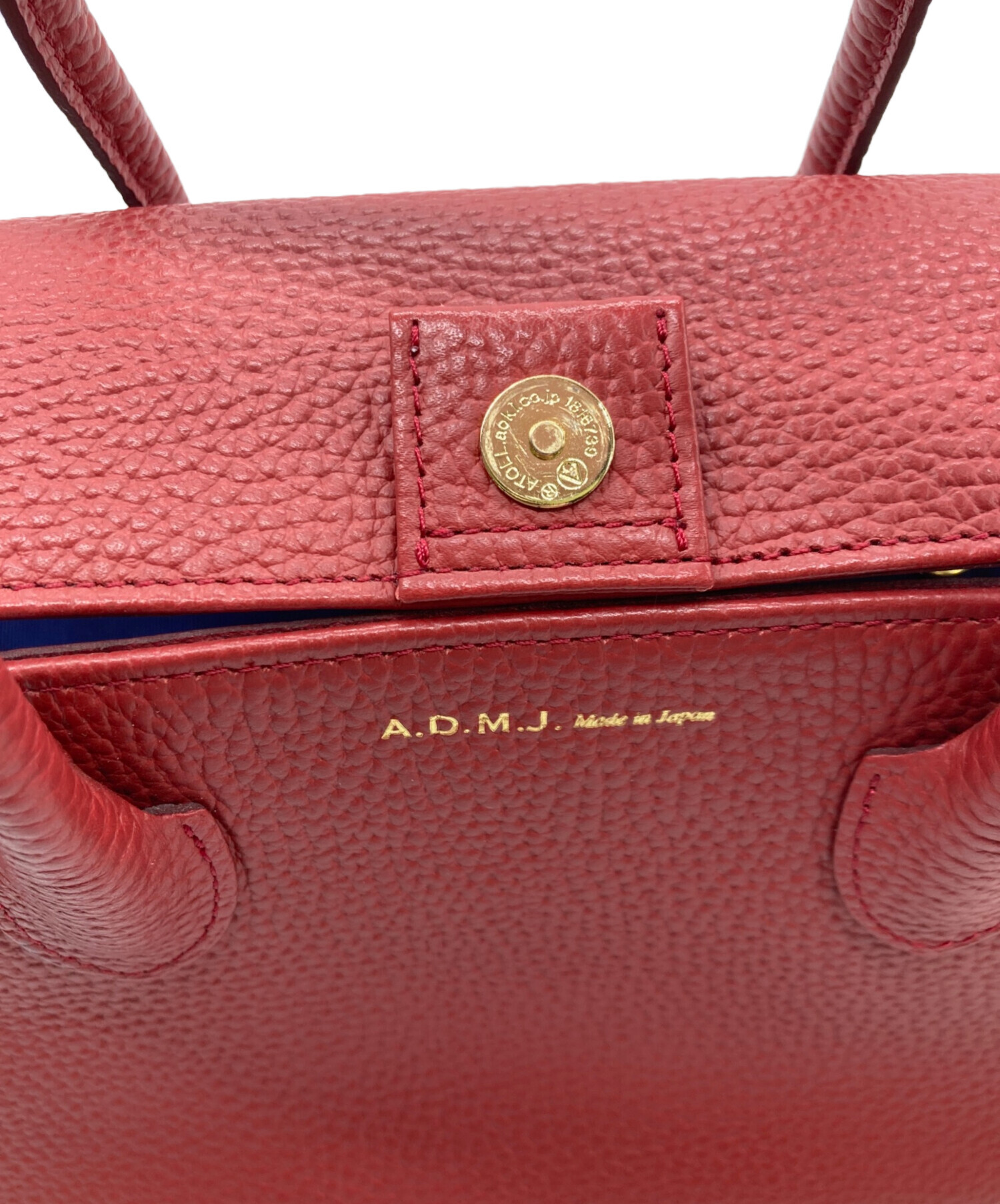ADMJ エーディエムジェイ 本革 レザー パドロック ハンドバッグ 赤(レッド