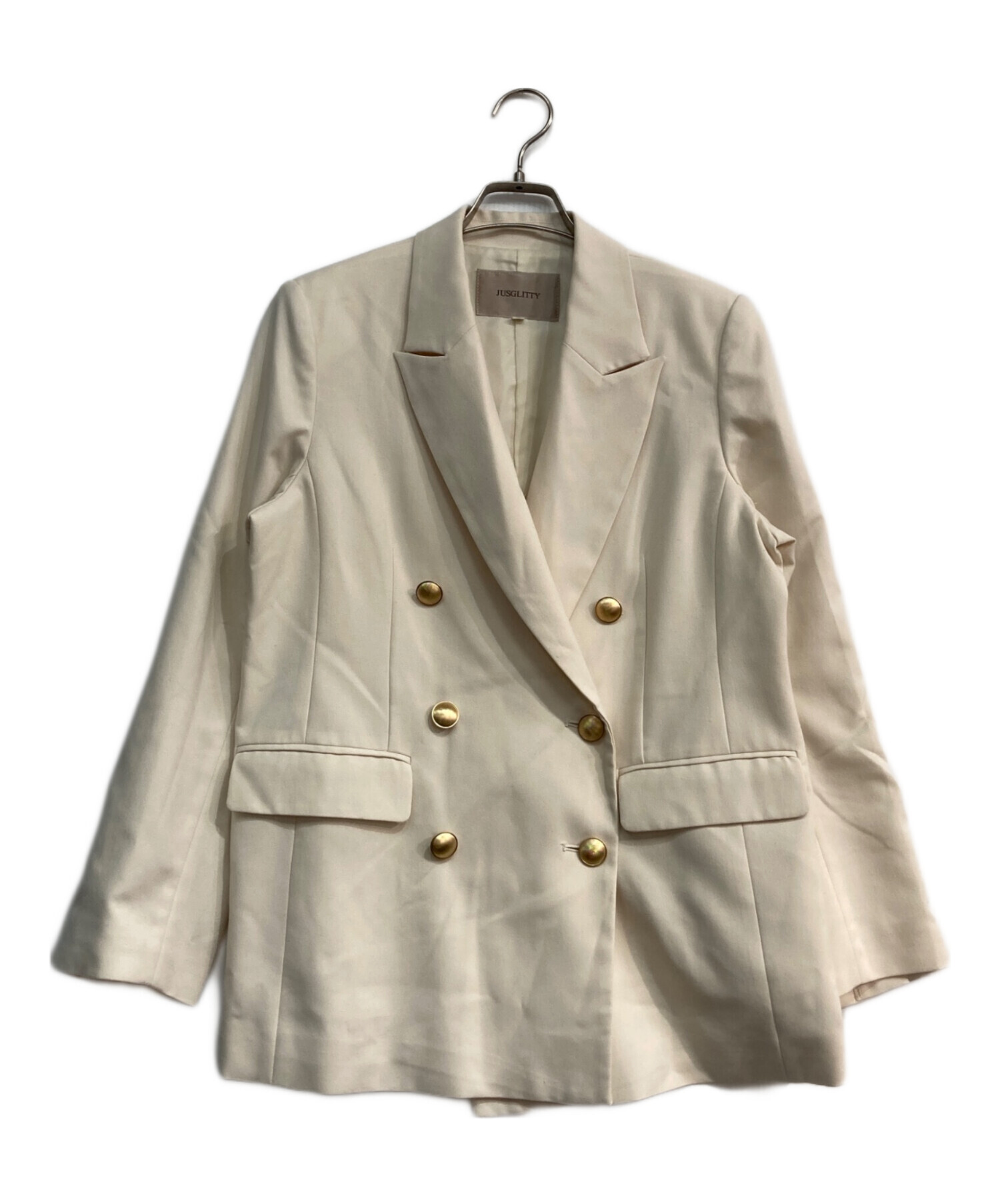 JUSGLITTY　袖パールジャケット　キャメル ジャスグリッティー JUSGLITTY ショートブルゾン （キャメル