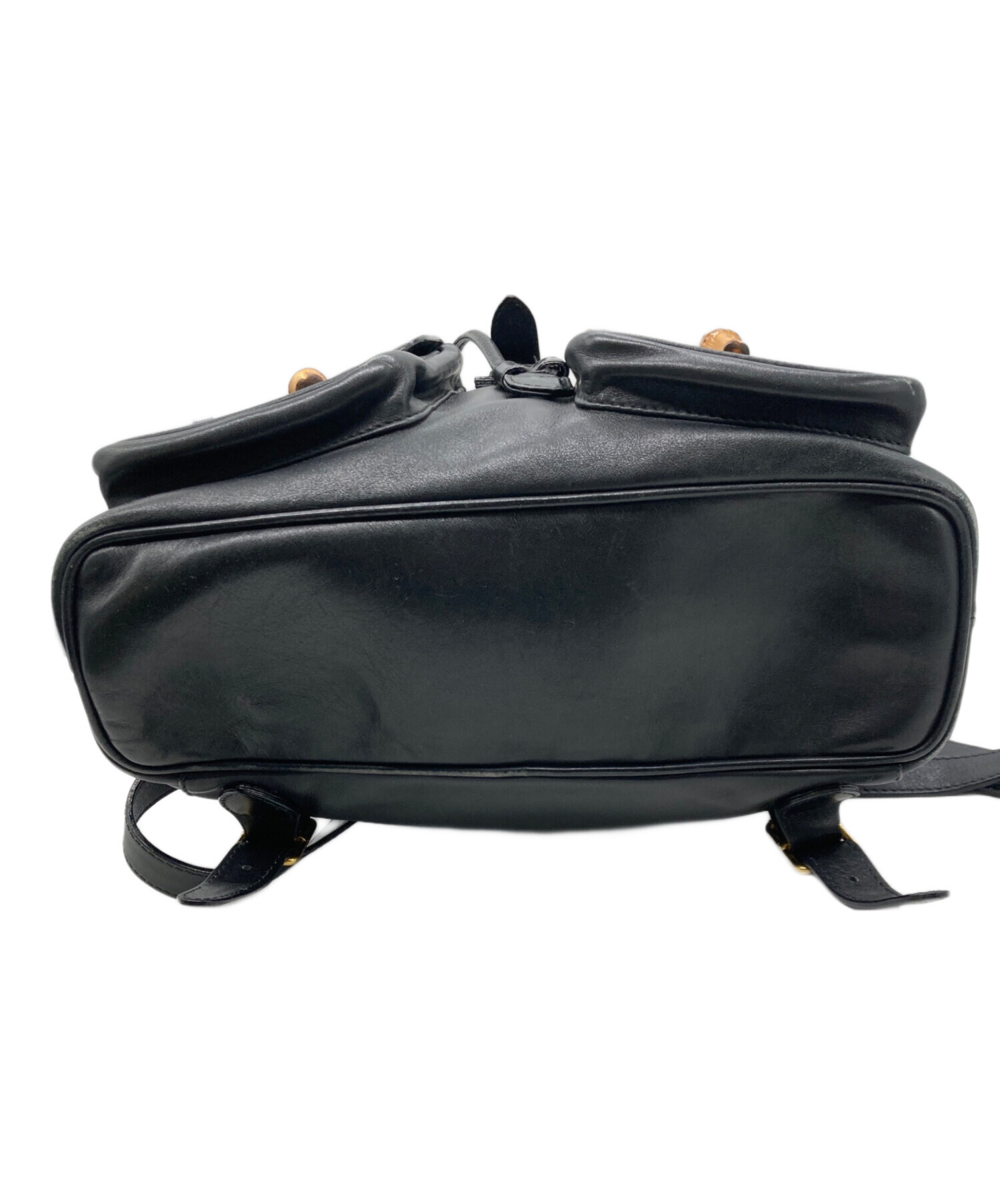 中古・古着通販】GUCCI (グッチ) レザーバンブーリュック ブラック 