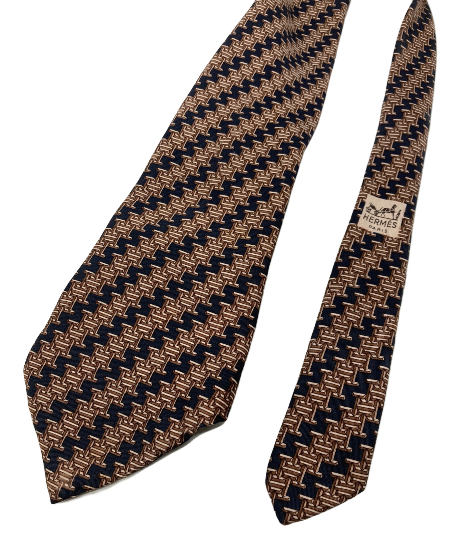 中古・古着通販】HERMES (エルメス) 総柄ネクタイ ブラウン×ブラック