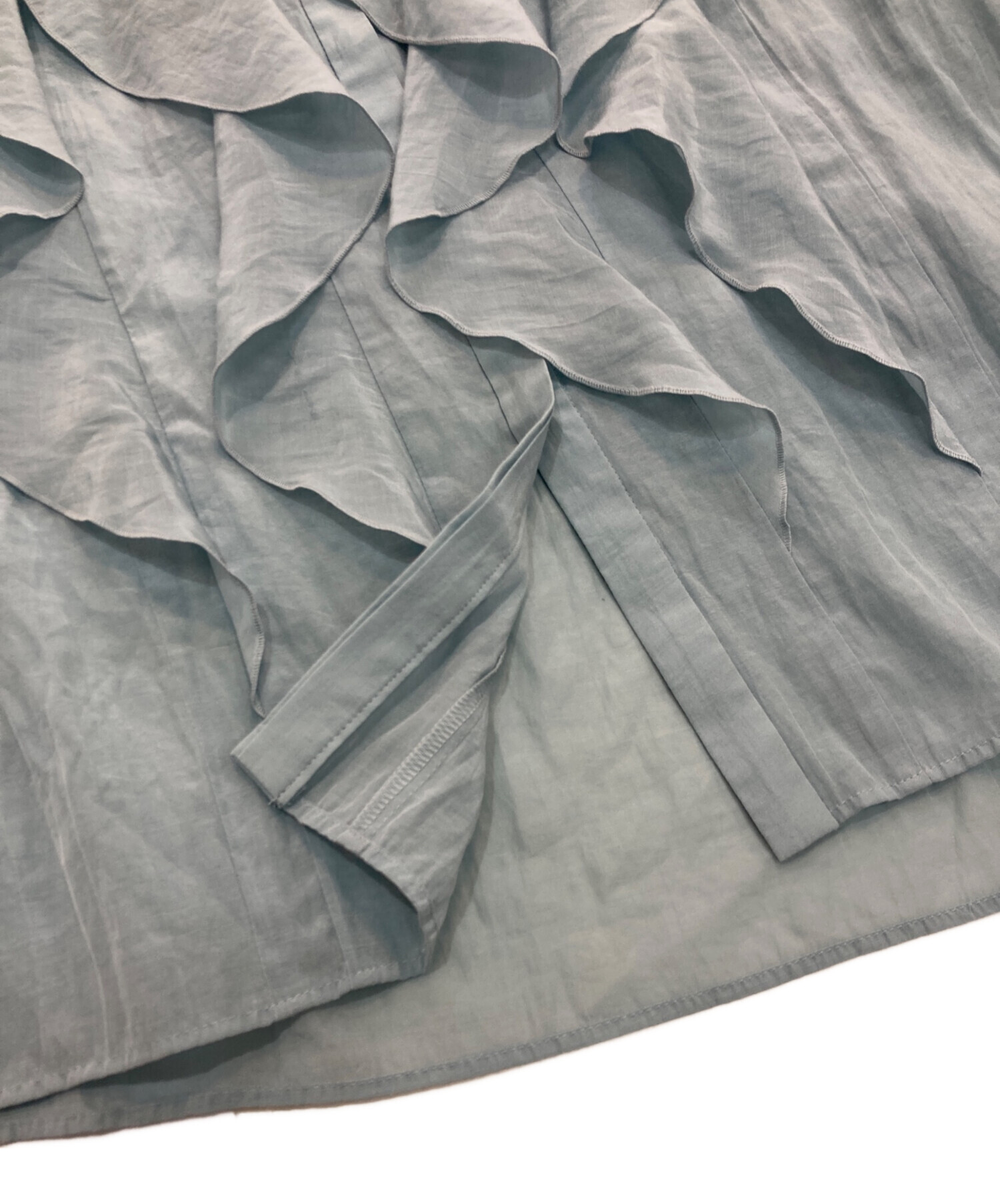 美品 23SS ANAYI アナイ リネン フリルブラウスシャツ 38 ライトグリーン レディース 古着 中古 USED ANAYI - 美品 23SS ANAYI アナイ リネン フリルブラウスシャツ 38