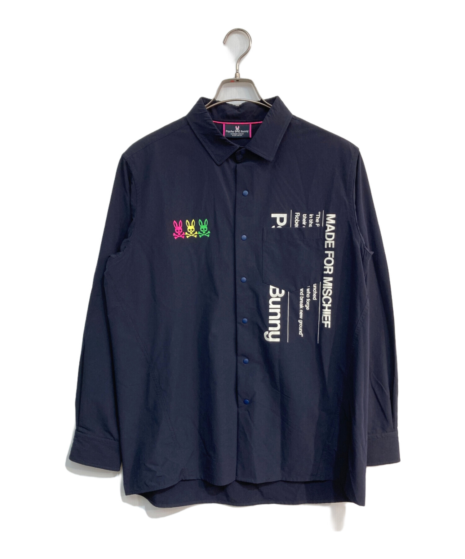 Psycho Bunny スヌーピー 長袖モックネック XL ネイビー Psycho Bunny サイコバニー 長袖シャツ ネイビー XL サイコバニー
