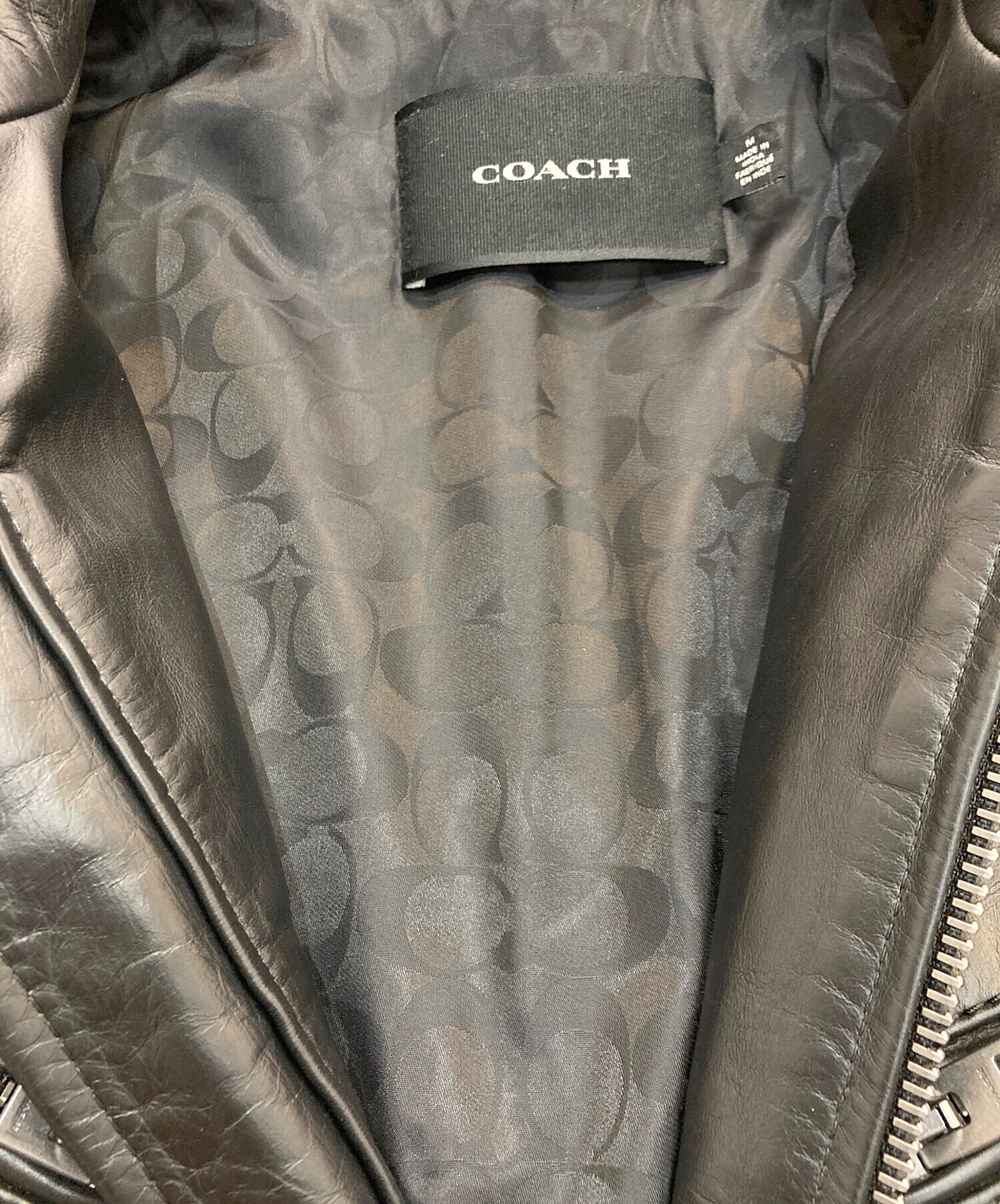 中古・古着通販】COACH (コーチ) レザー レーサー ブラック サイズ:M 