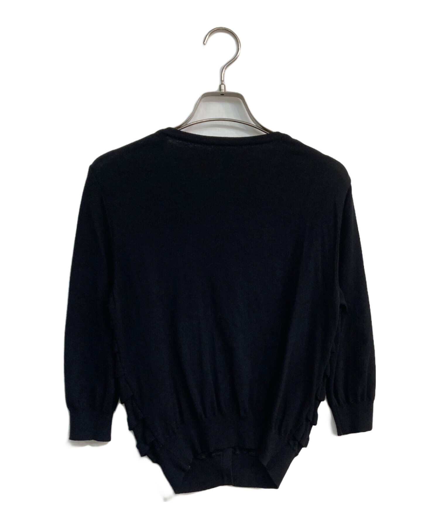 【美品】フォクシー カシミア100％ニットカーディガン フリル 黒ブラック 美品】フォクシー カシミア100％ニットカーディガン フリル 黒ブラック