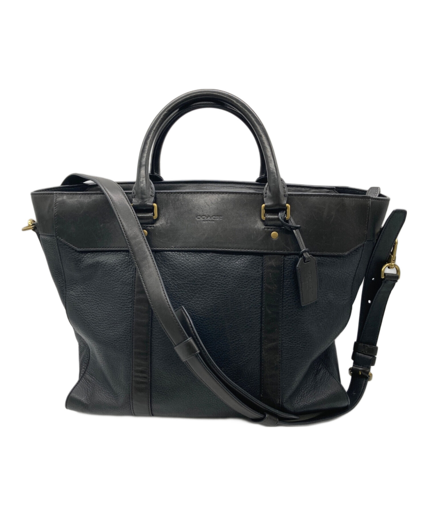 COACH ブラック レザートートバッグ　2ウェイ COACH コーチ 2WAY レザーバッグ トートバッグ 黒 【公式通販】