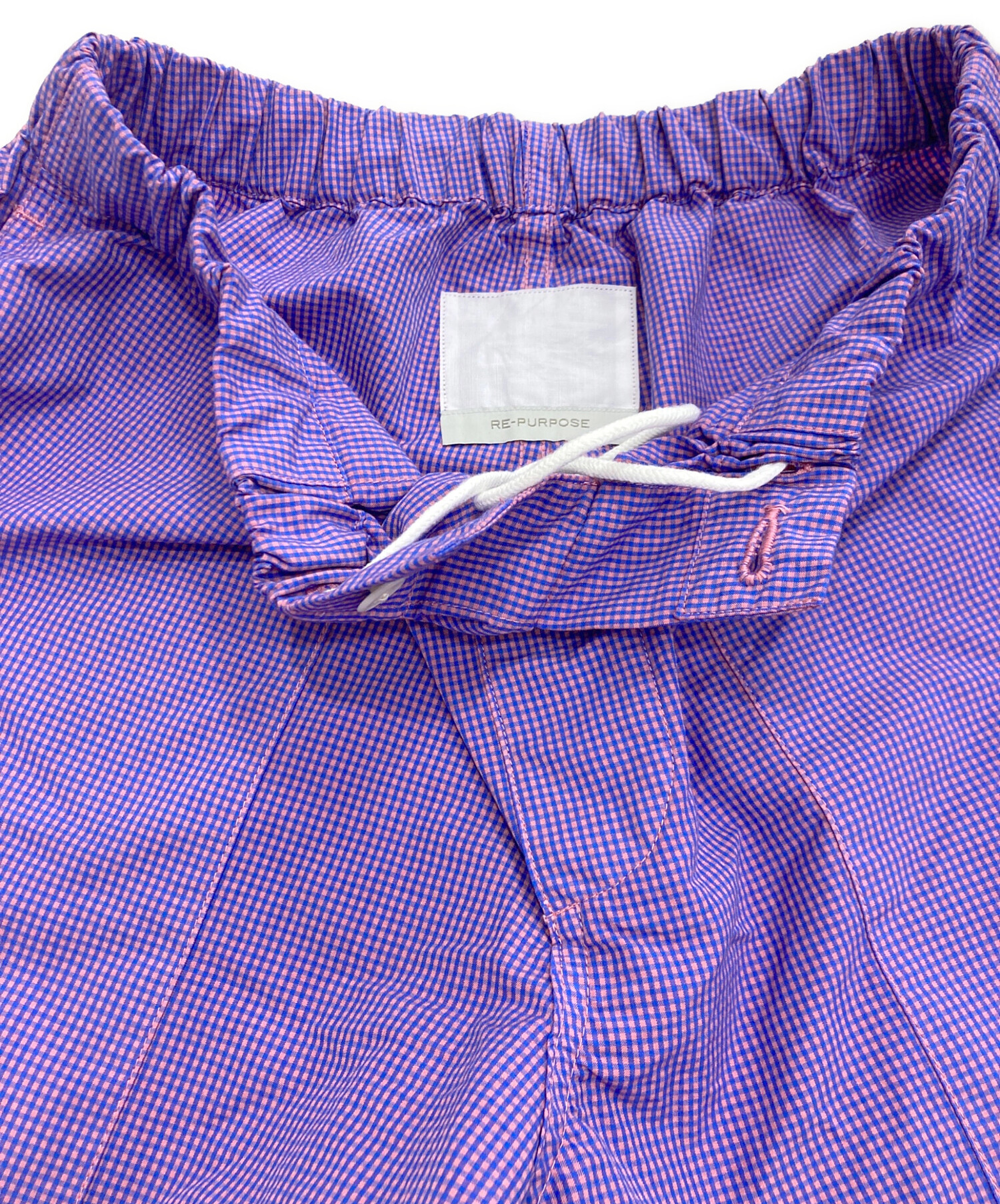 【RE-PURPOSE / リパーパス】 huge beach shorts 中古・古着通販】RE-PURPOSE (リパーパス) gingham shorts パープル