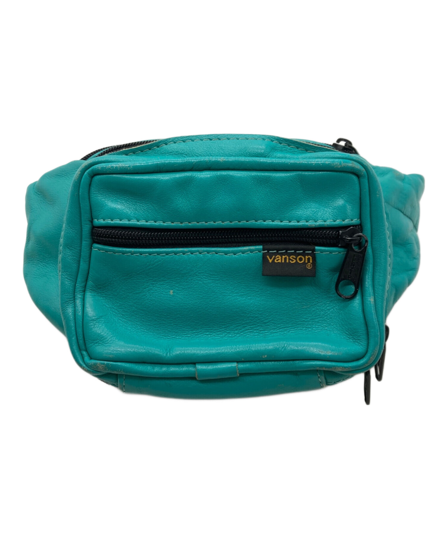 vanson ボディバッグ グリーン 中古・古着通販】VANSON (バンソン) レザーウエストバッグ グリーン