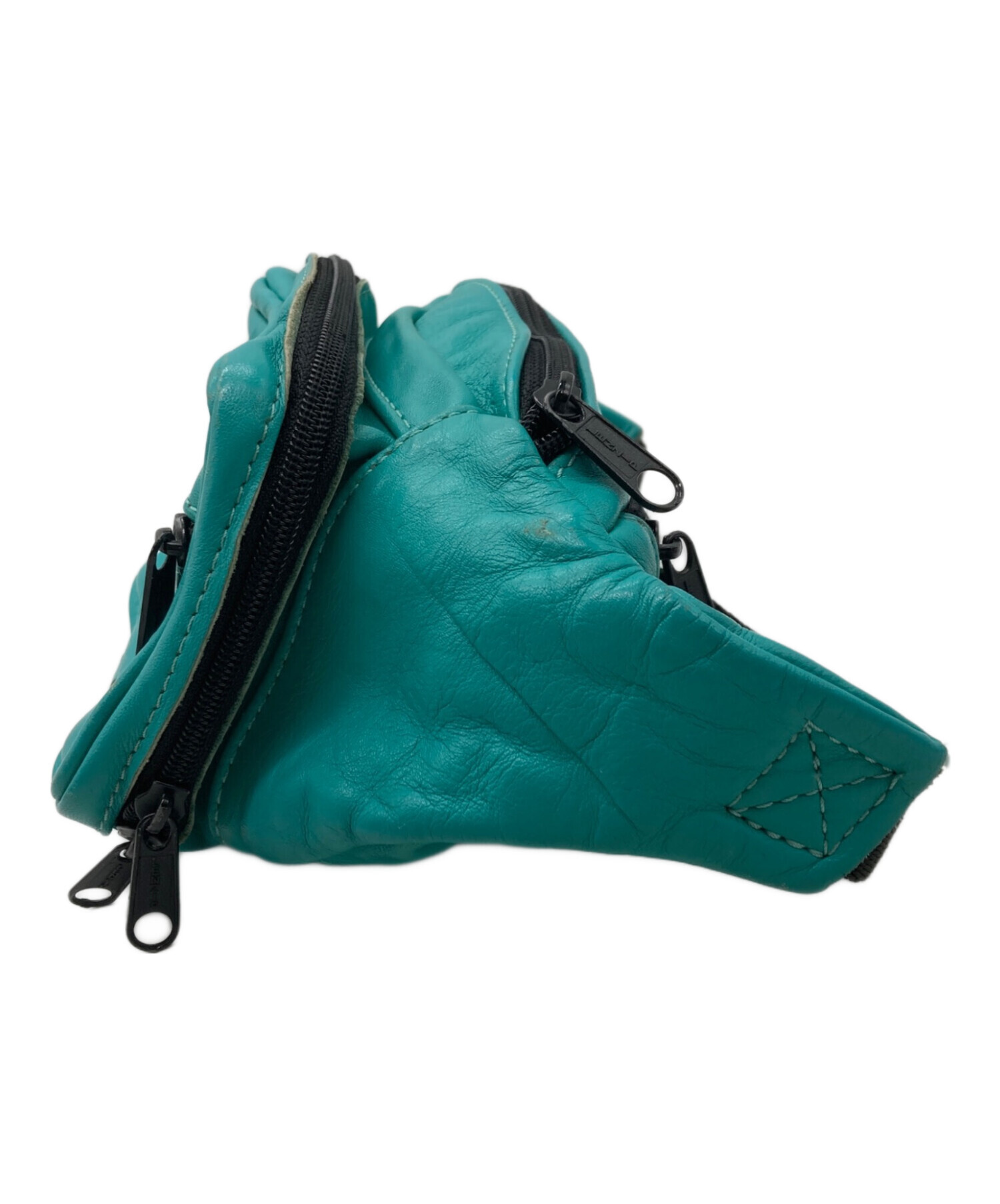 vanson ボディバッグ グリーン 中古・古着通販】VANSON (バンソン) レザーウエストバッグ グリーン