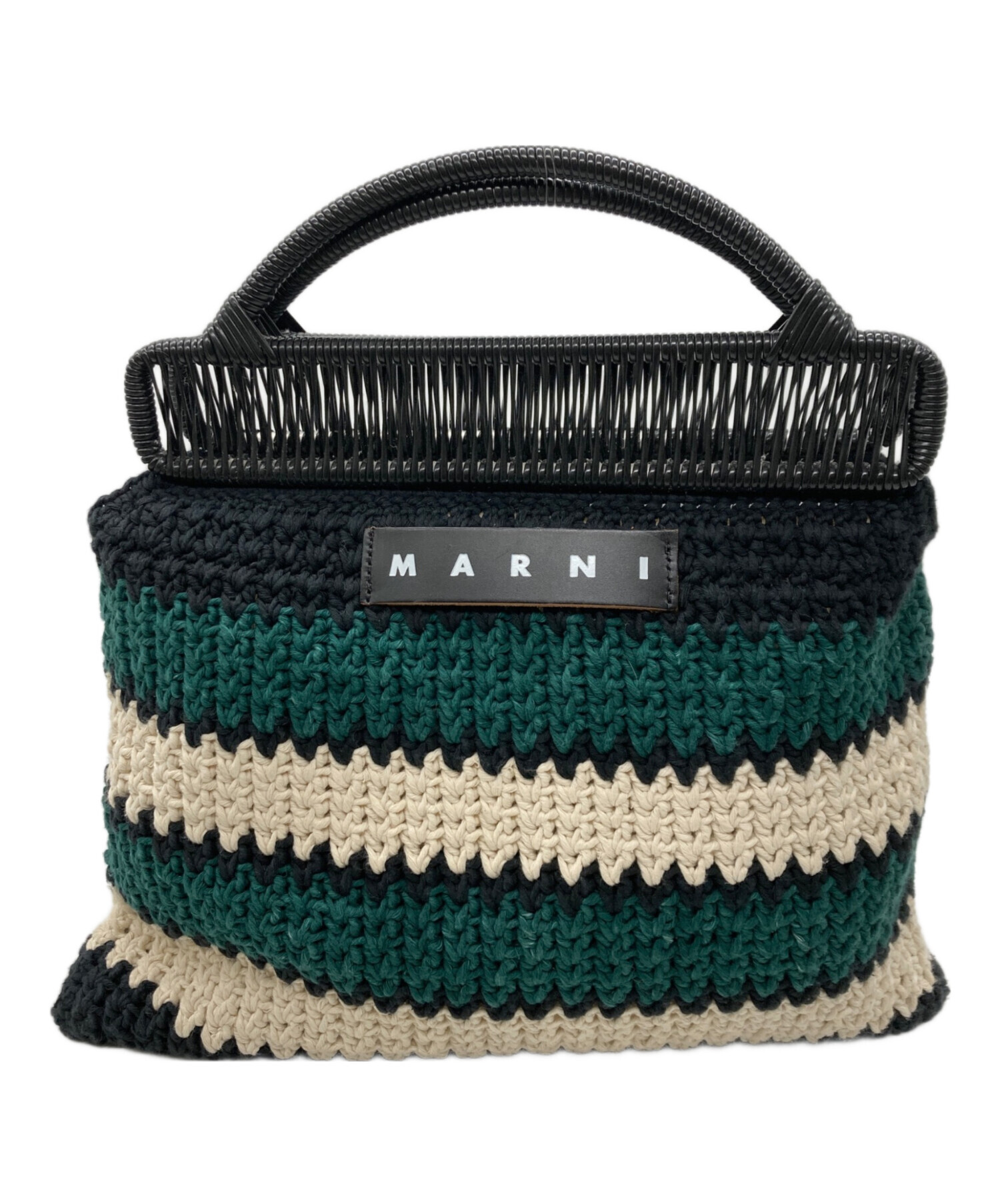 MARNI ニットクロシェバック 中古・古着通販】MARNI (マルニ) クロシェニットバッグ グリーン