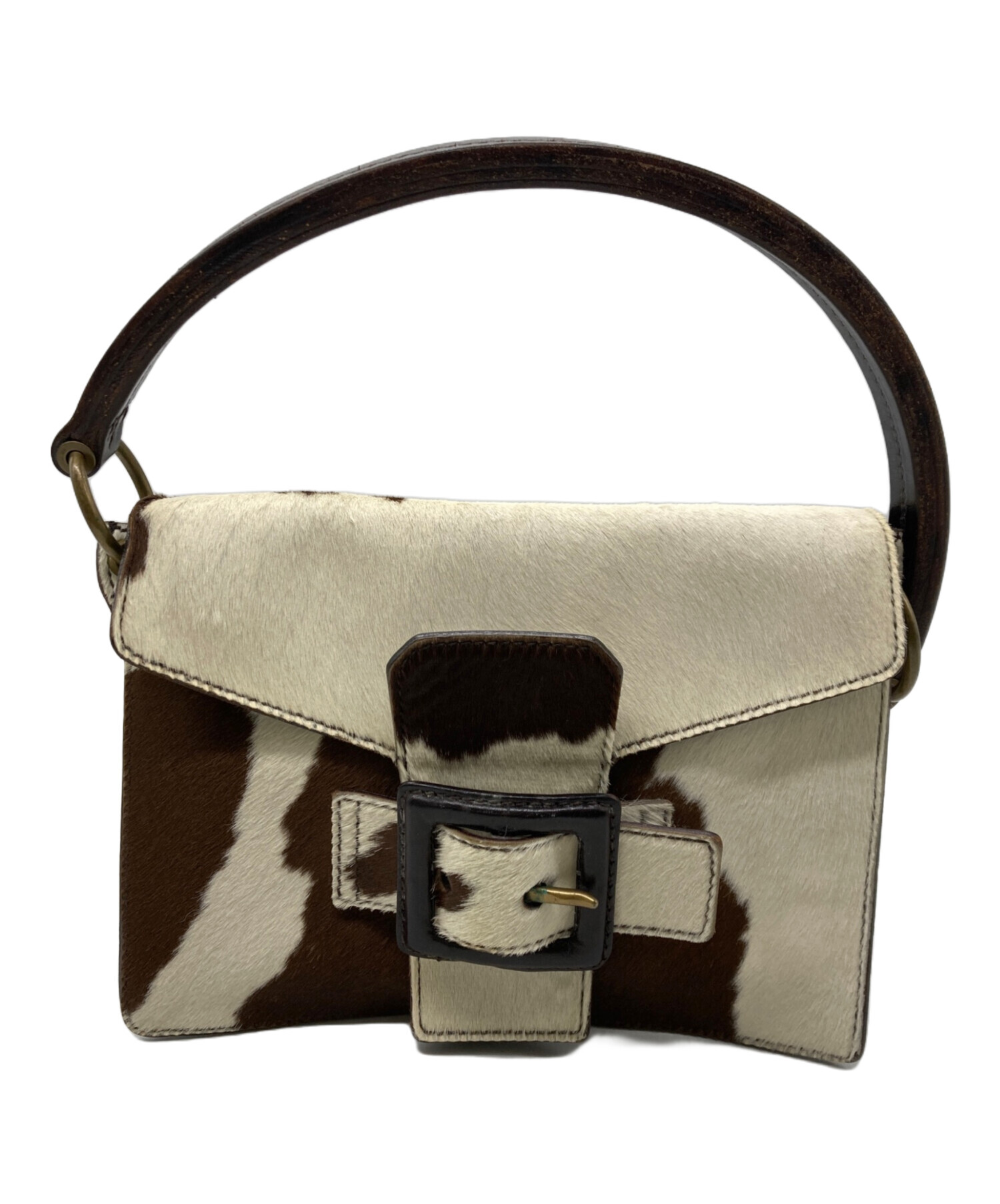 希少 MIU MIU ハラコ ハンドバッグ ブラウン ミュウミュウ 中古・古着通販】MIU MIU (ミュウミュウ) ハラコハンドバッグ ブラウン