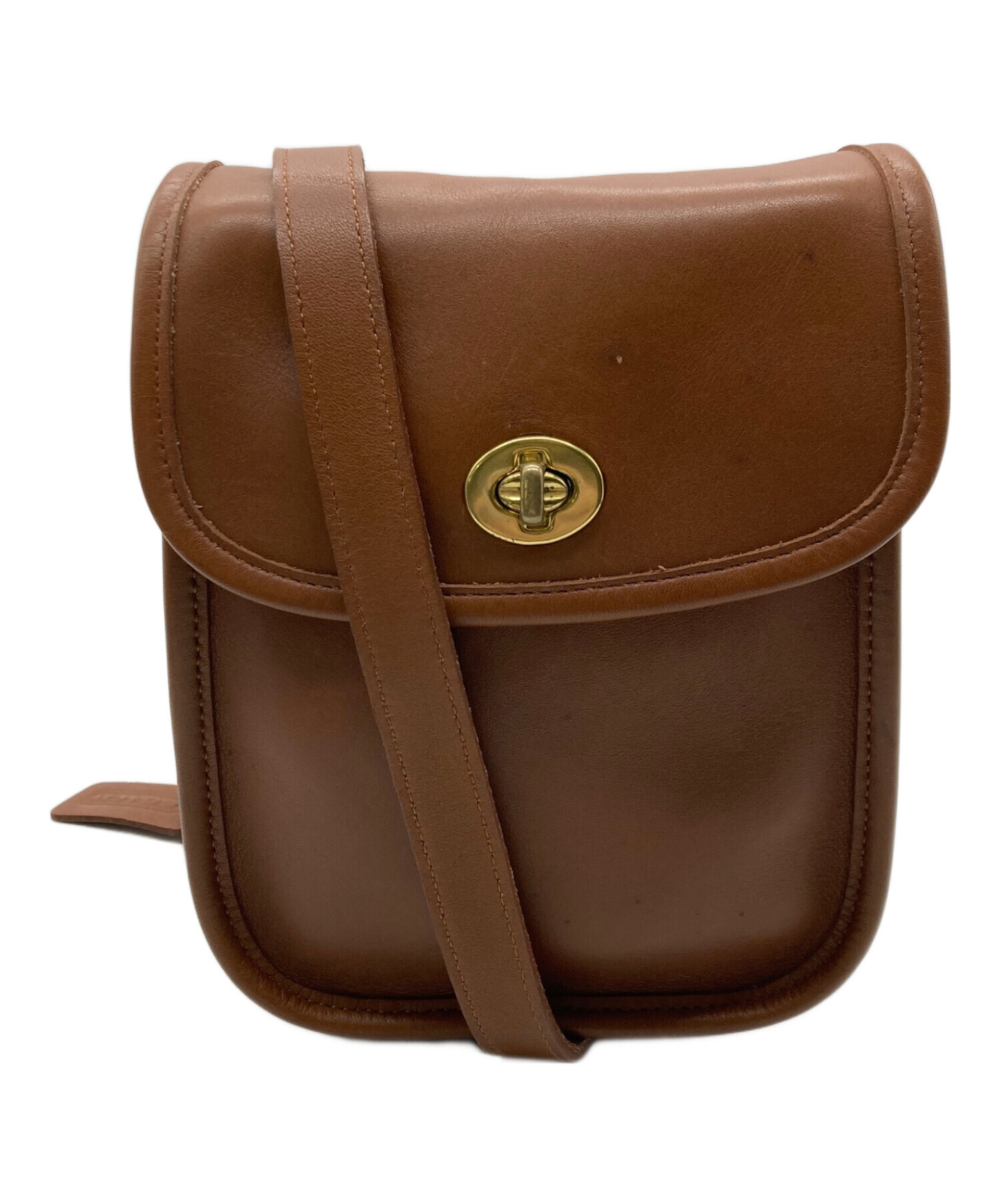 コーチ＊COACH ＊ブラウンレザーショルダーバッグ 中古・古着通販】COACH (コーチ) レザーショルダーバッグ ブラウン