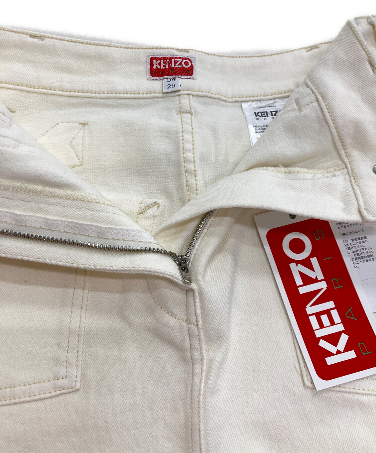 中古・古着通販】KENZO (ケンゾー) デニムスカート ホワイト サイズ:26