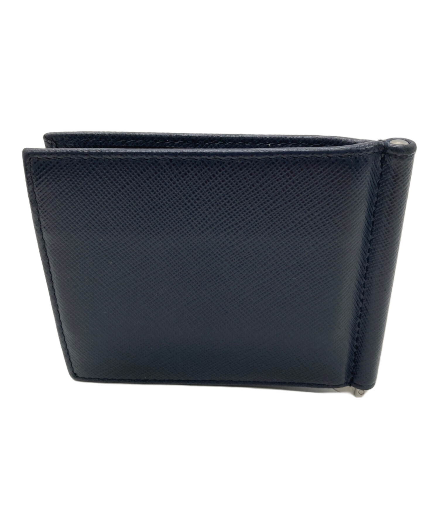 ［タイムセール］最終値下げ PRADA マネークリップ ネイビー　レザー 中古・古着通販】PRADA (プラダ) サフィアーノレザーマネー