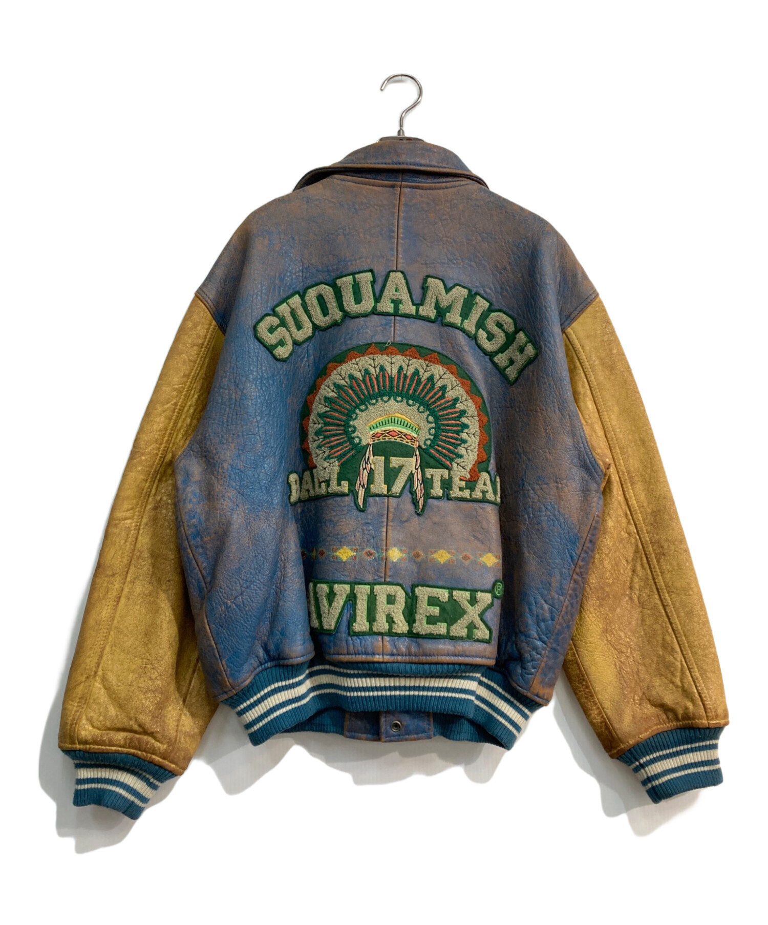 定価6万円！AVIREX (アヴィレックス)レザースタジャン FREE 中古・古着通販】AVIREX (アヴィレックス) レザースタジャン ブルー