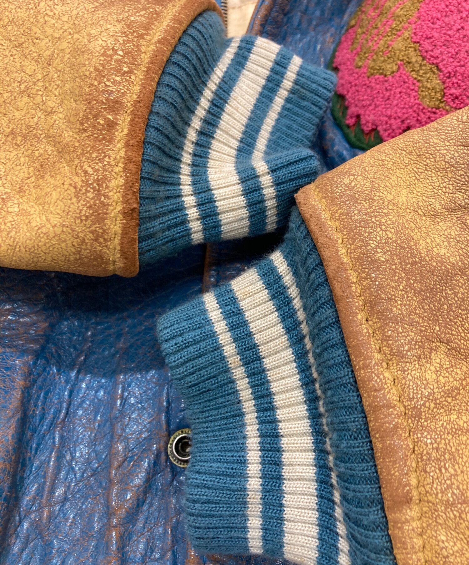 avirex アヴィレックス　All Star スタジャン 青/ベージュ 中古・古着通販】AVIREX (アヴィレックス) レザースタジャン ブルー