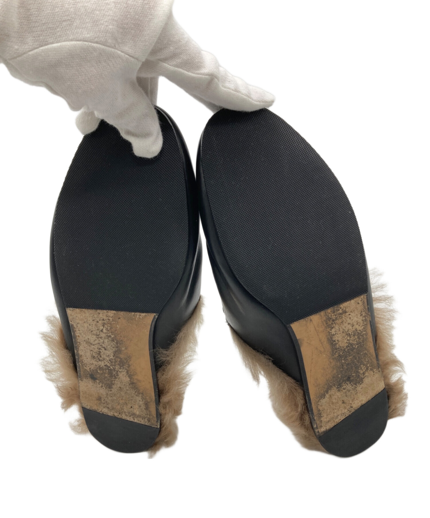 中古・古着通販】GUCCI (グッチ) プリンスタウン レザースリッパ