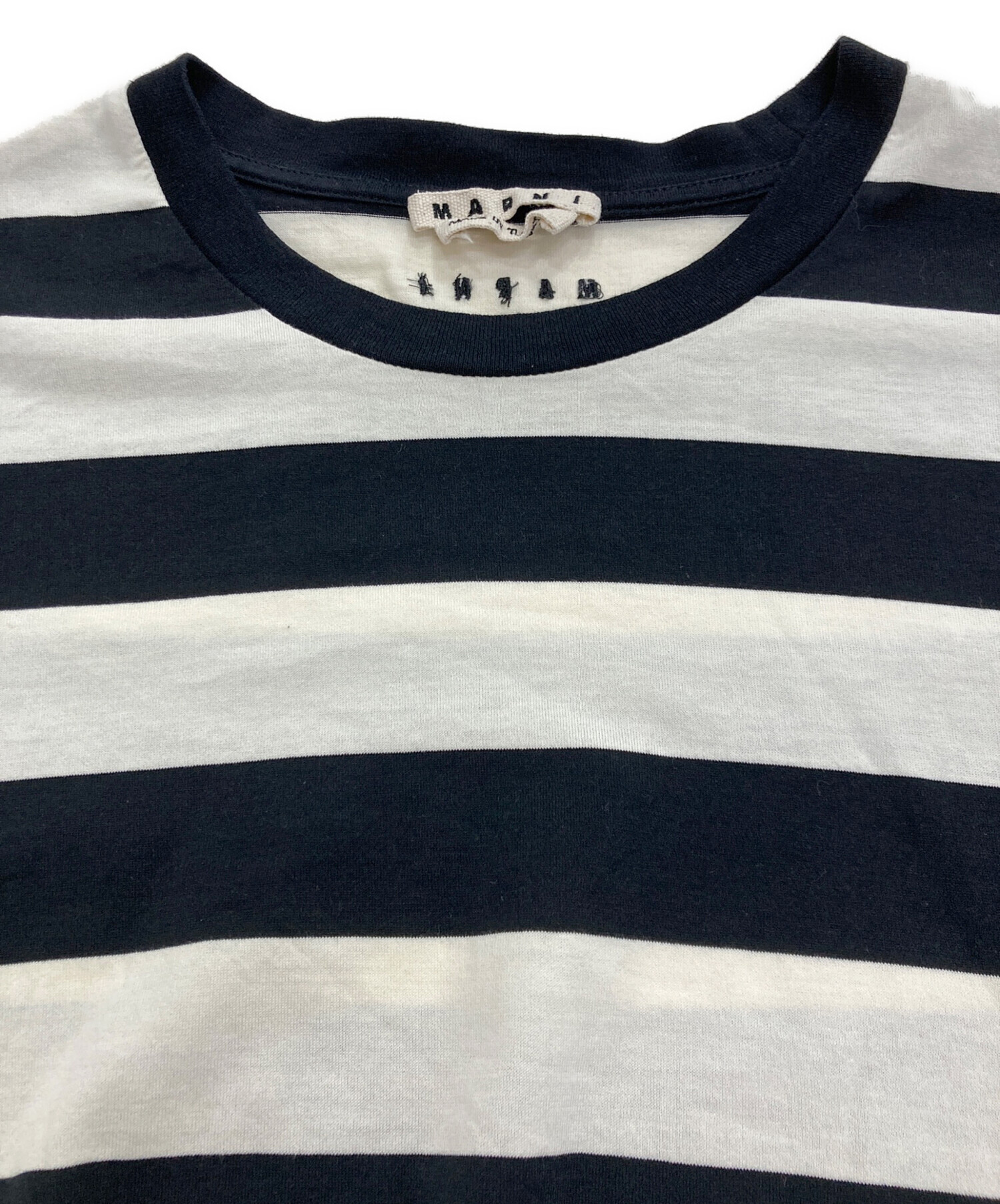 中古・古着通販】MARNI (マルニ) ボーダーTシャツ ホワイト×ブラック