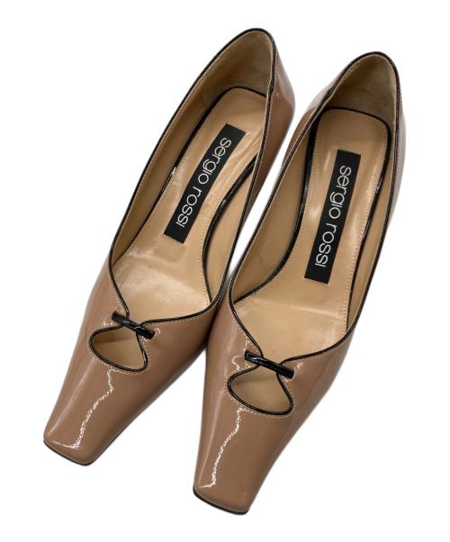 Sergio rossi パテント ベージュ パンプス 38未使用品 Sergio rossi パテント ベージュ パンプス 38未使用品