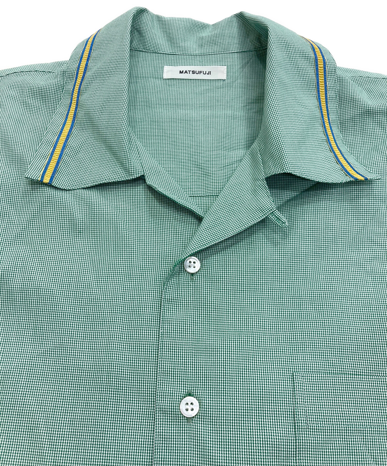 ※カニクリーム※ MATSUFUJI マツフジ / パジャマシャツ 中古・古着通販】MATSUFUJI (マツフジ) Open Collar Gingham Check