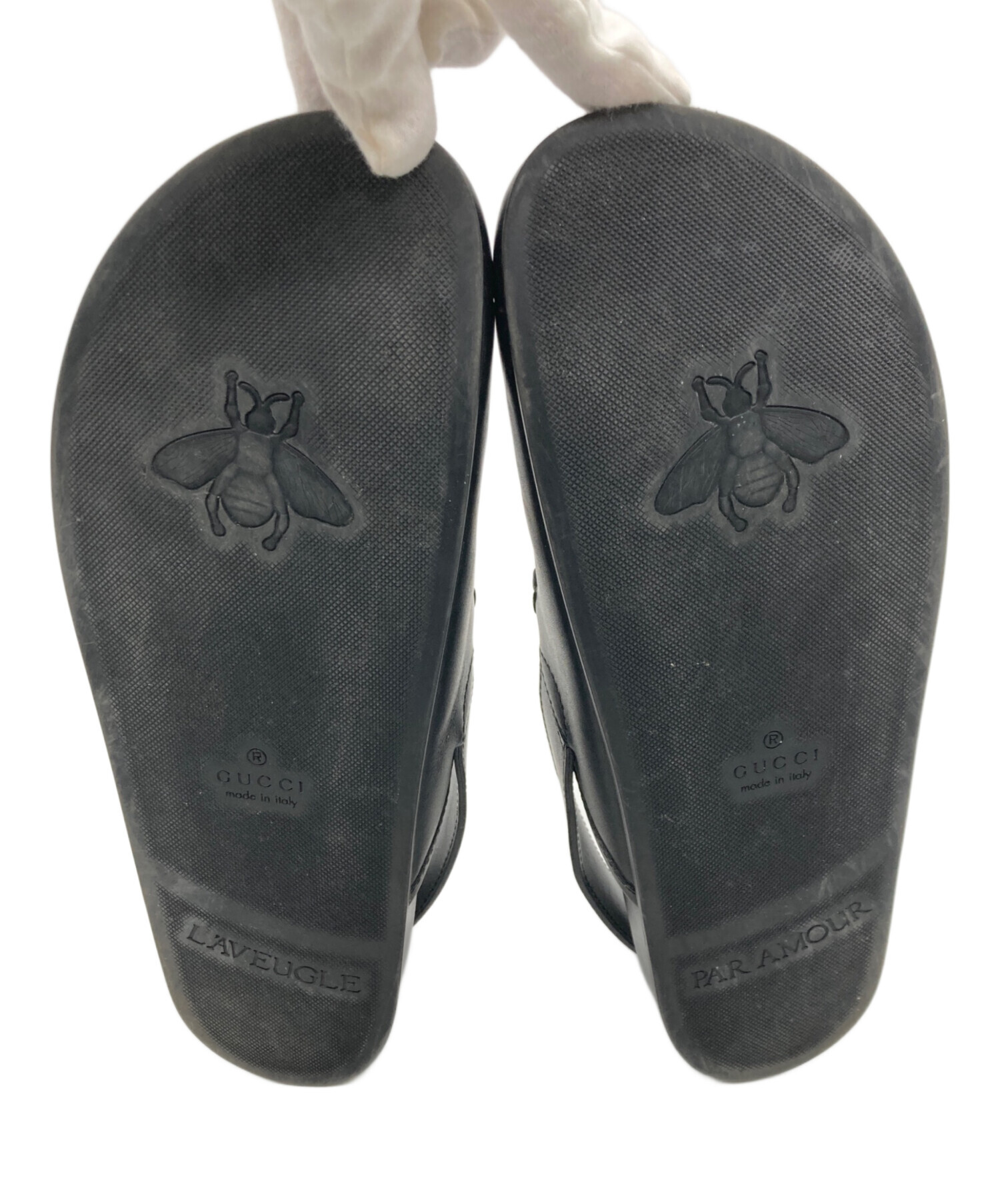 中古・古着通販】GUCCI (グッチ) ホースビットレザーサンダル ブラック