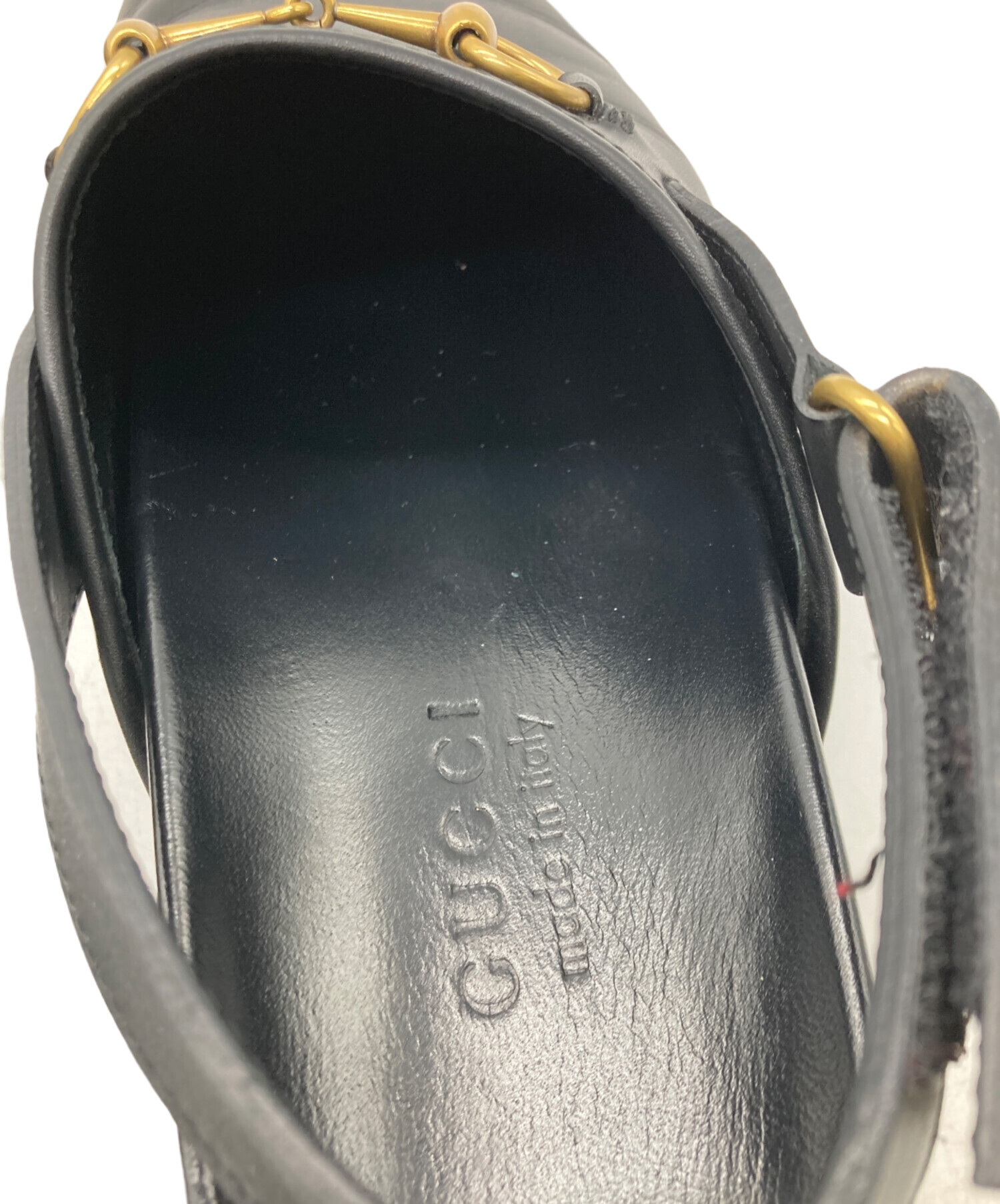 中古・古着通販】GUCCI (グッチ) ホースビットレザーサンダル ブラック