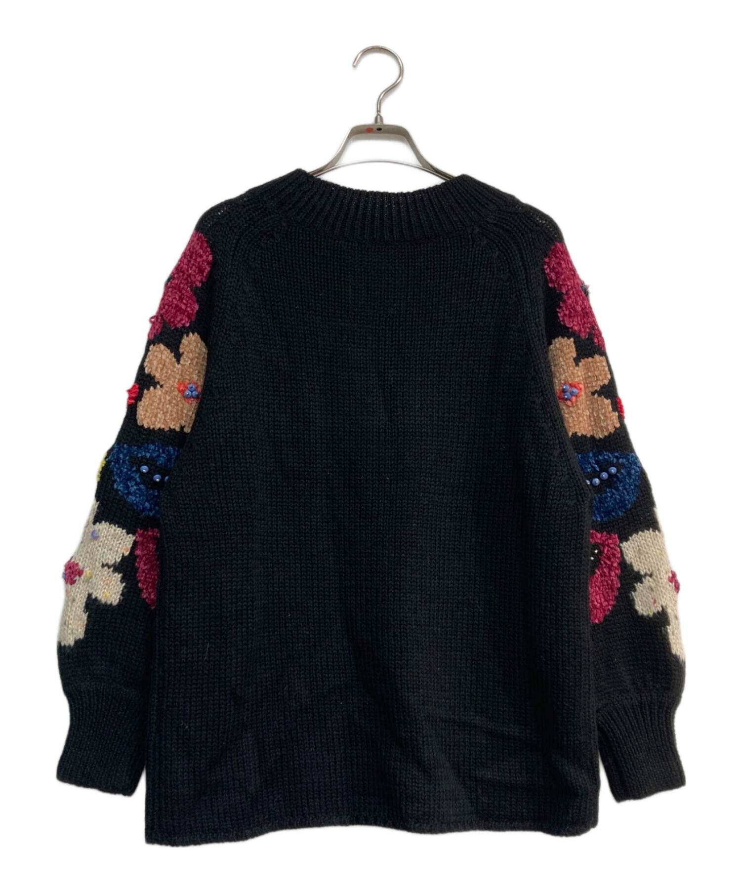 中古・古着通販】BEARDSLEY (ビアズリー) 袖ジャガードニット ブラック