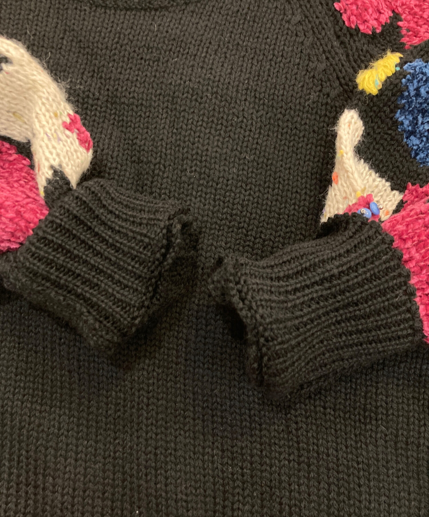 中古・古着通販】BEARDSLEY (ビアズリー) 袖ジャガードニット ブラック