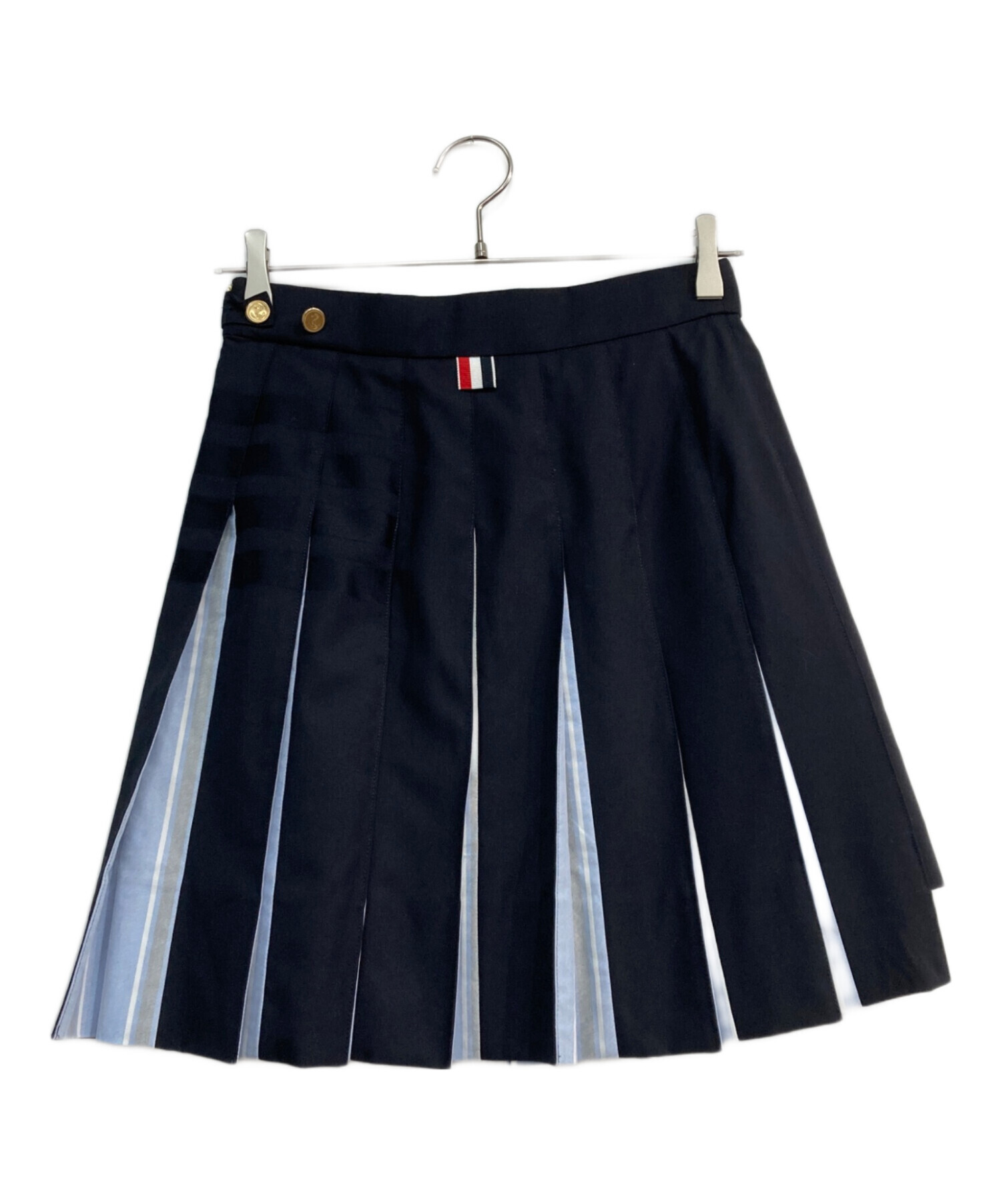 トムブラウン スカート ネイビー 中古・古着通販】Thom Browne (トムブラウン) Plain Weave 4-Bar