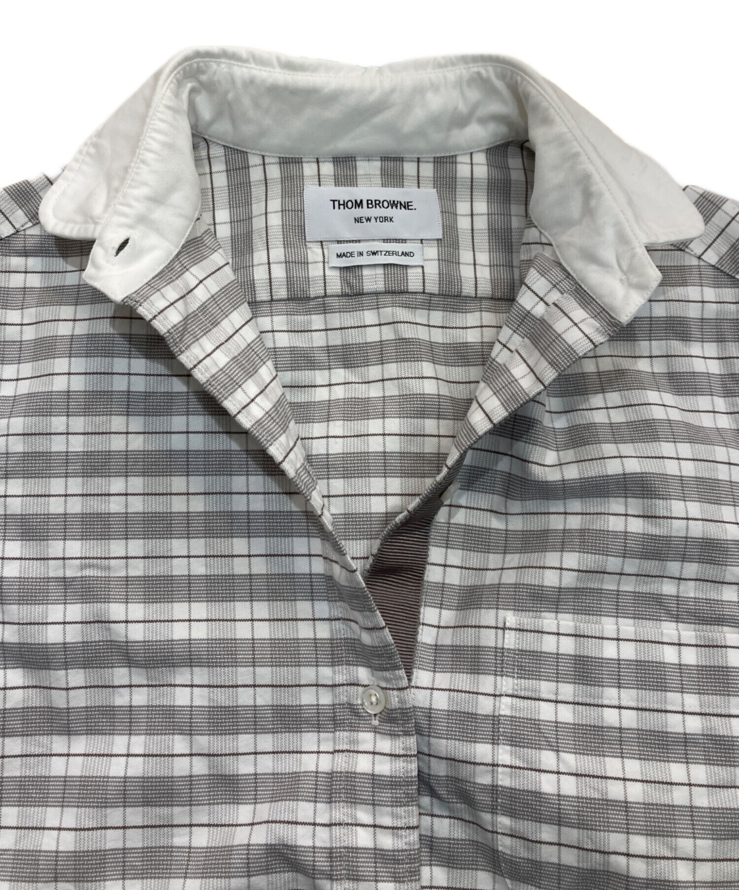 中古・古着通販】Thom Browne (トムブラウン) チェックシャツ グレー