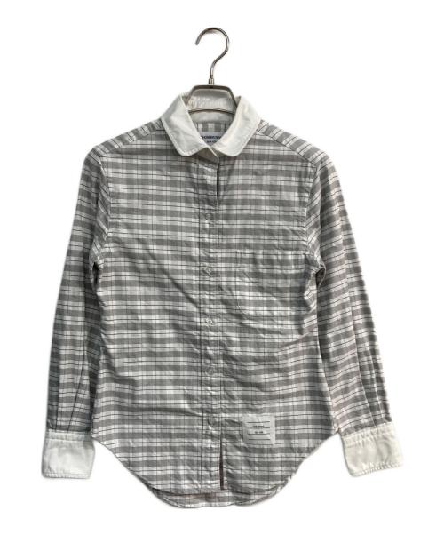 トムブラウン サイズ:1  Check Crochet Tweed Shirt Jacket ツイード長袖シャツ 中古 OM10 中古・古着通販】Thom Browne (トムブラウン) チェックシャツ グレー