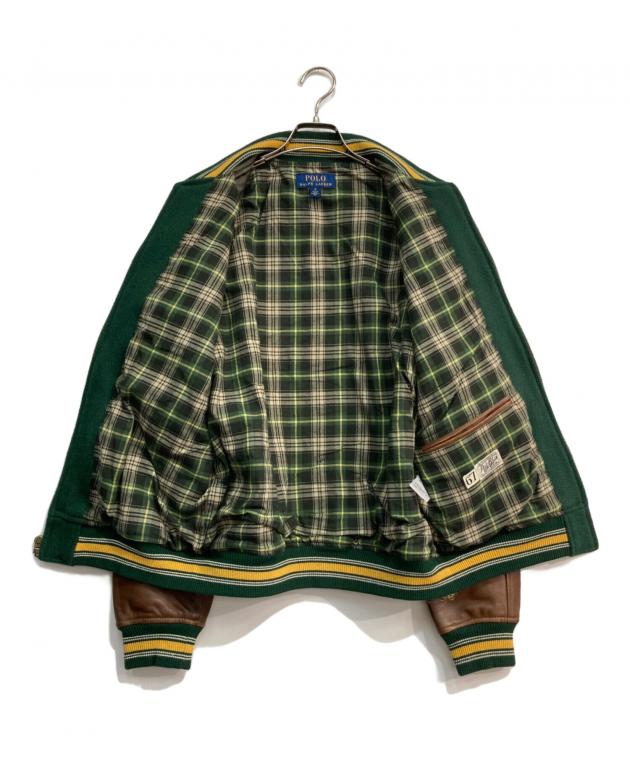 ラルフローレン✨レタード スタジャン M 袖レザー グレー グリーン ロゴ 中古・古着通販】POLO RALPH LAUREN (ポロ・ラルフローレン