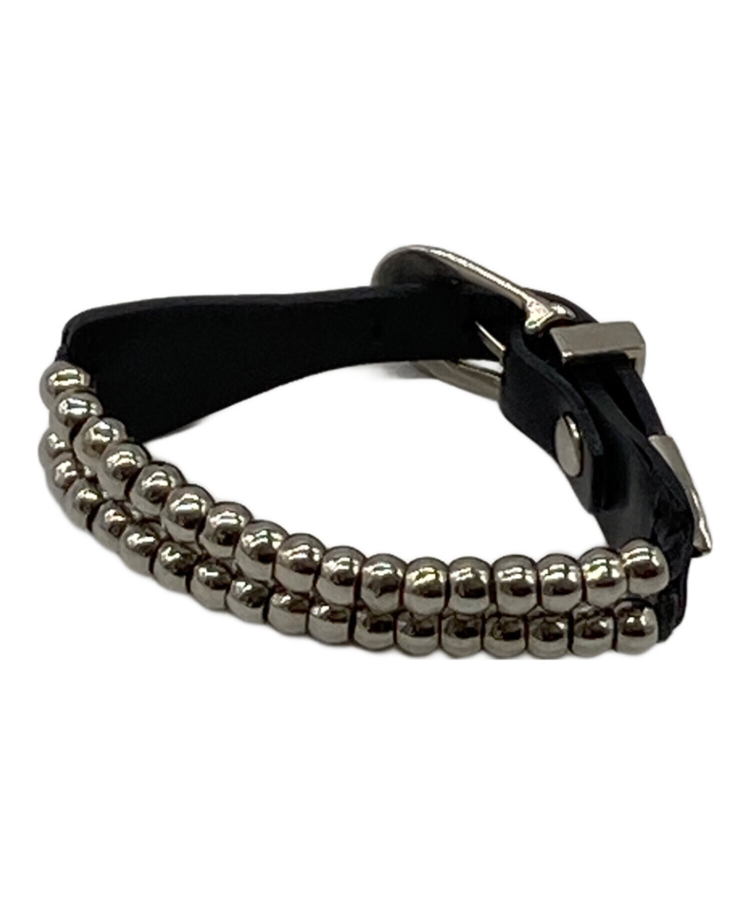 中古・古着通販】TOGA (トーガ) レザー ビーズ ブレスレット ブラック