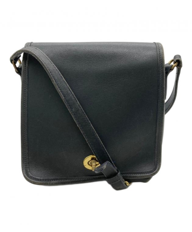 中古・古着通販】COACH (コーチ) レザーショルダーバッグ ネイビー