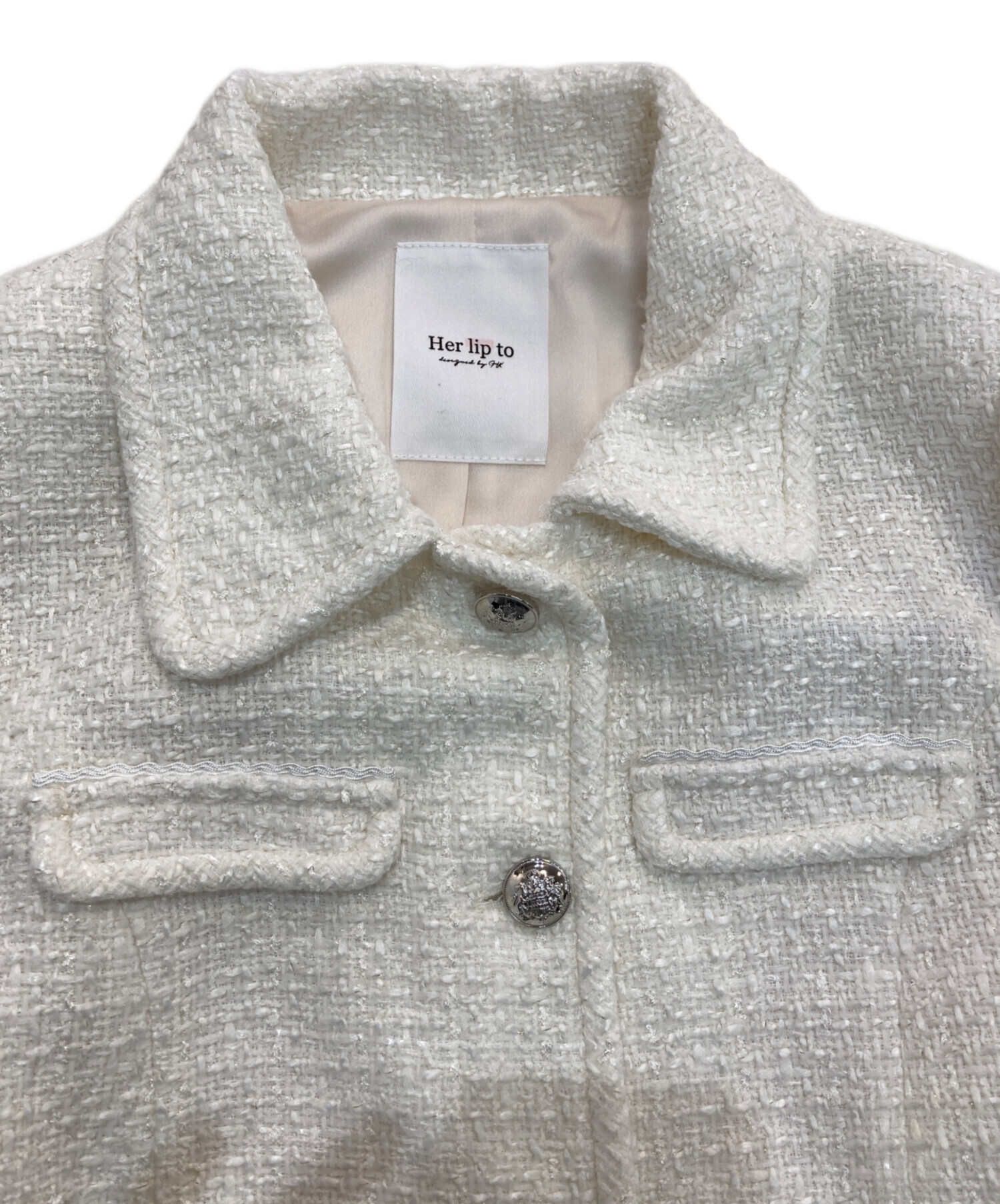 ジャケット・アウター Her lip to Shimmer Tweed Jacket ecru Her lip to Shimmer tweed jacket ecru M - メルカリ