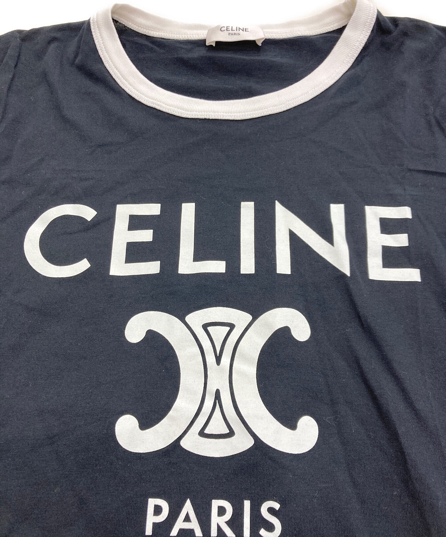 CELINE トリオンフ プリントTシャツ CELINE(セリーヌ) トリオンフTシャツ ロゴTシャツ ブラック (CELINE/T