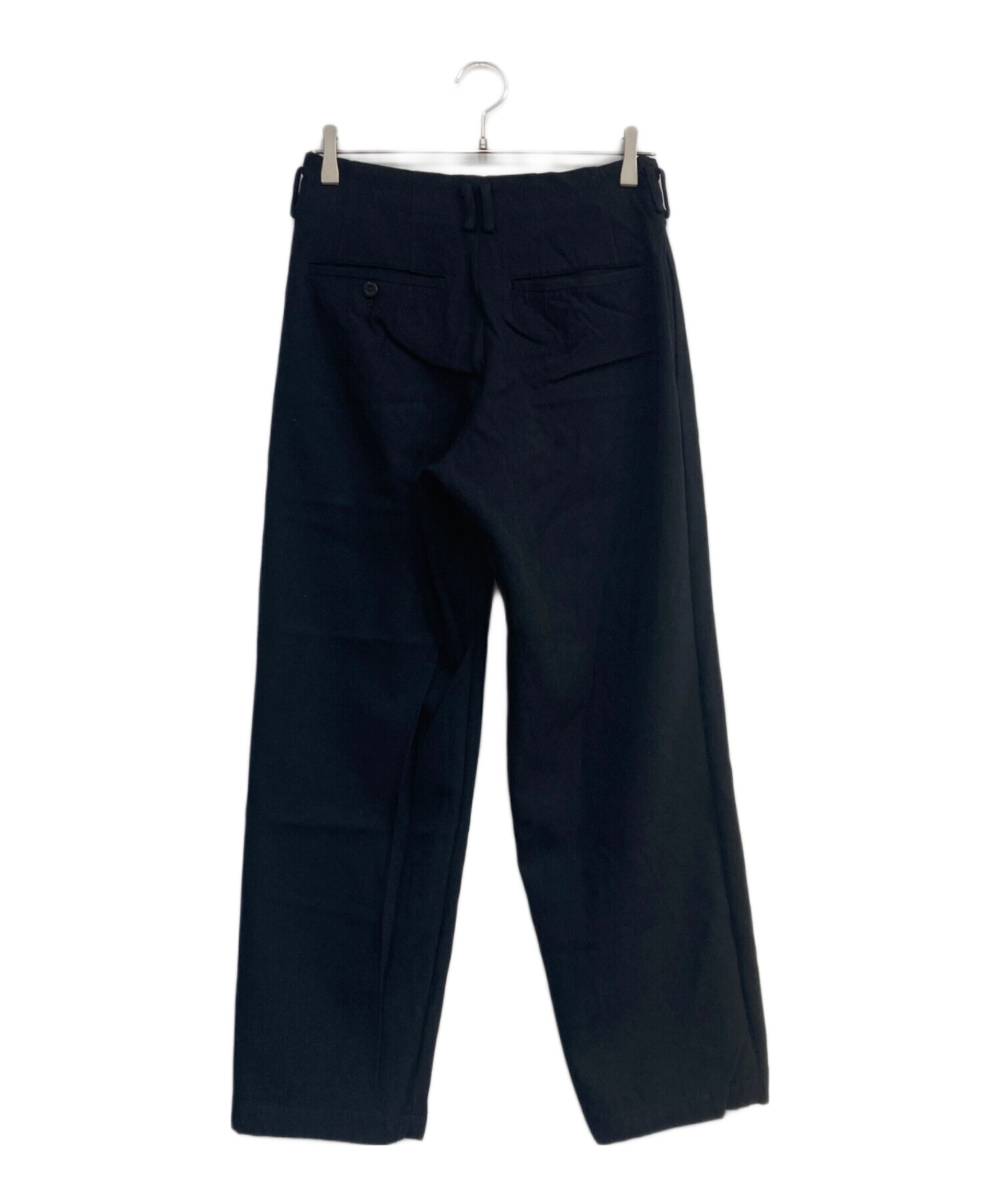 中古・古着通販】Y's (ワイズ) ウールタックパンツ ブラック サイズ