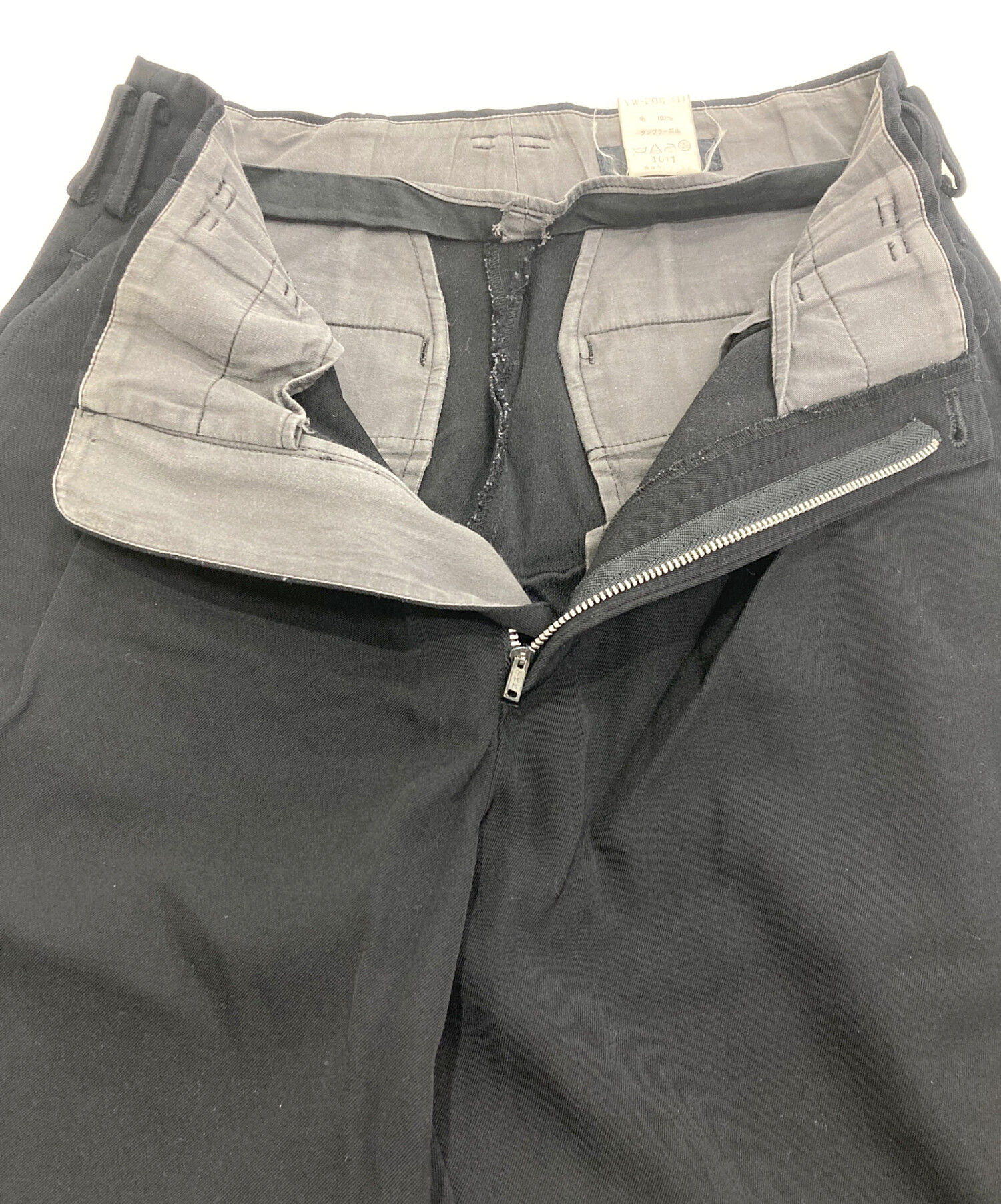 中古・古着通販】Y's (ワイズ) ウールタックパンツ ブラック サイズ