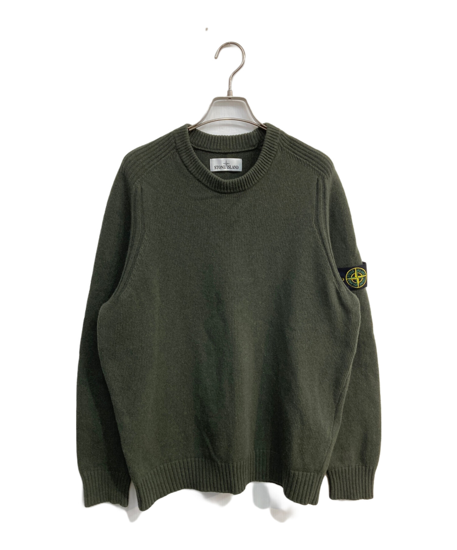 ストーンアイランド STONE  stone カーキ 中古・古着通販】STONE ISLAND (ストーンアイランド) Crew Neck