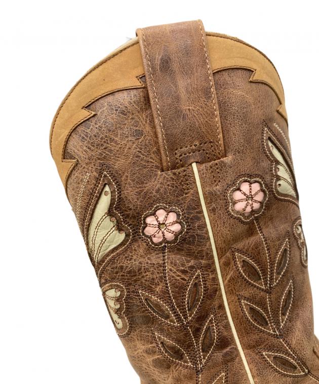 MONTANA モンタナ　ウエスタンブーツ　レザー バラ　レディース　薔薇 中古・古着通販】Montana (モンタナ) ウェスタンブーツ ブラウン