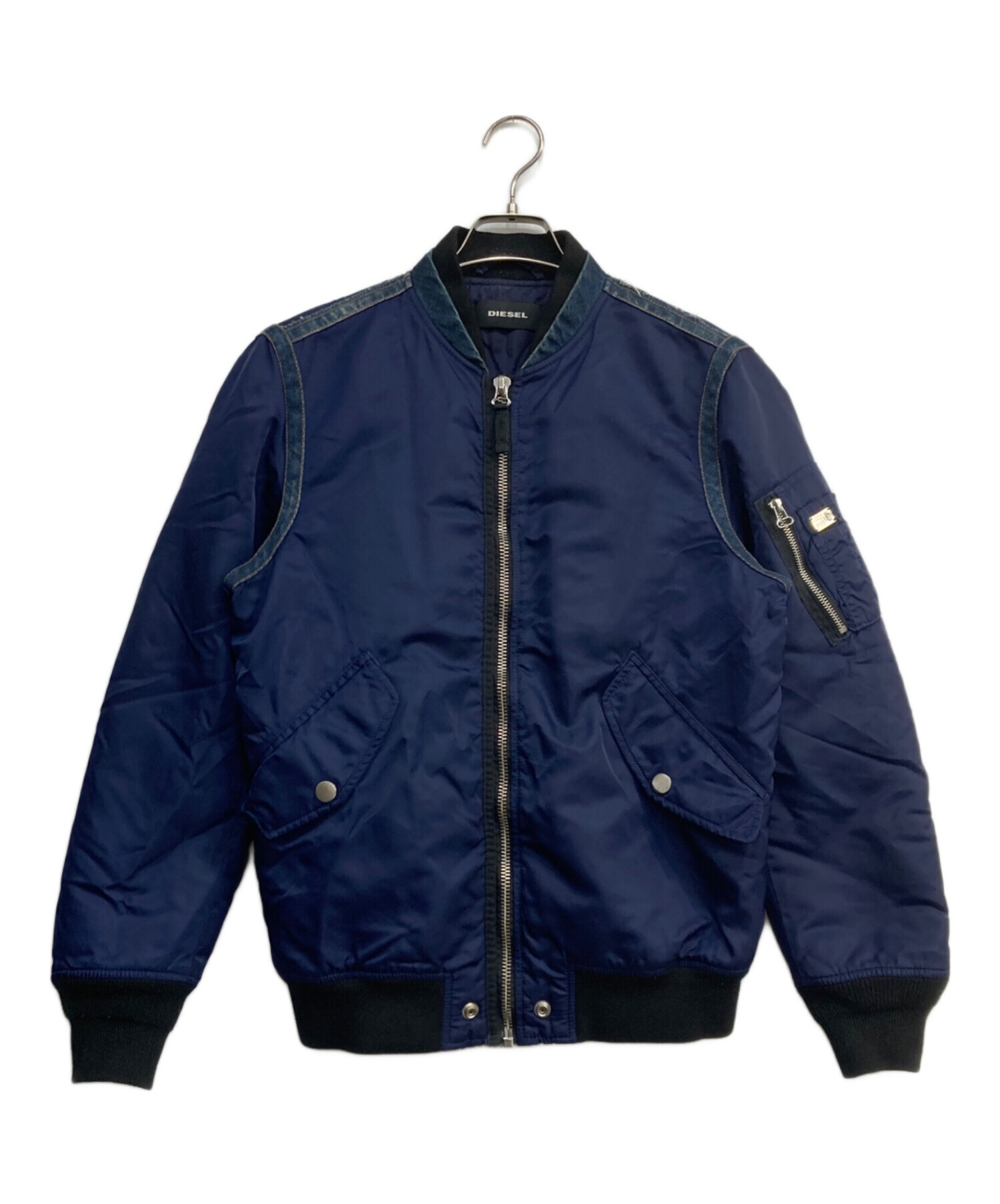 【送料無料】DIESEL ネイビー MA-1ジャケット L 綺麗 中古・古着通販】DIESEL (ディーゼル) リバーシブルMA-1ジャケット