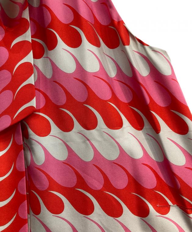 中古・古着通販】MARNI (マルニ) シルク総柄ワンピース レッド×ピンク