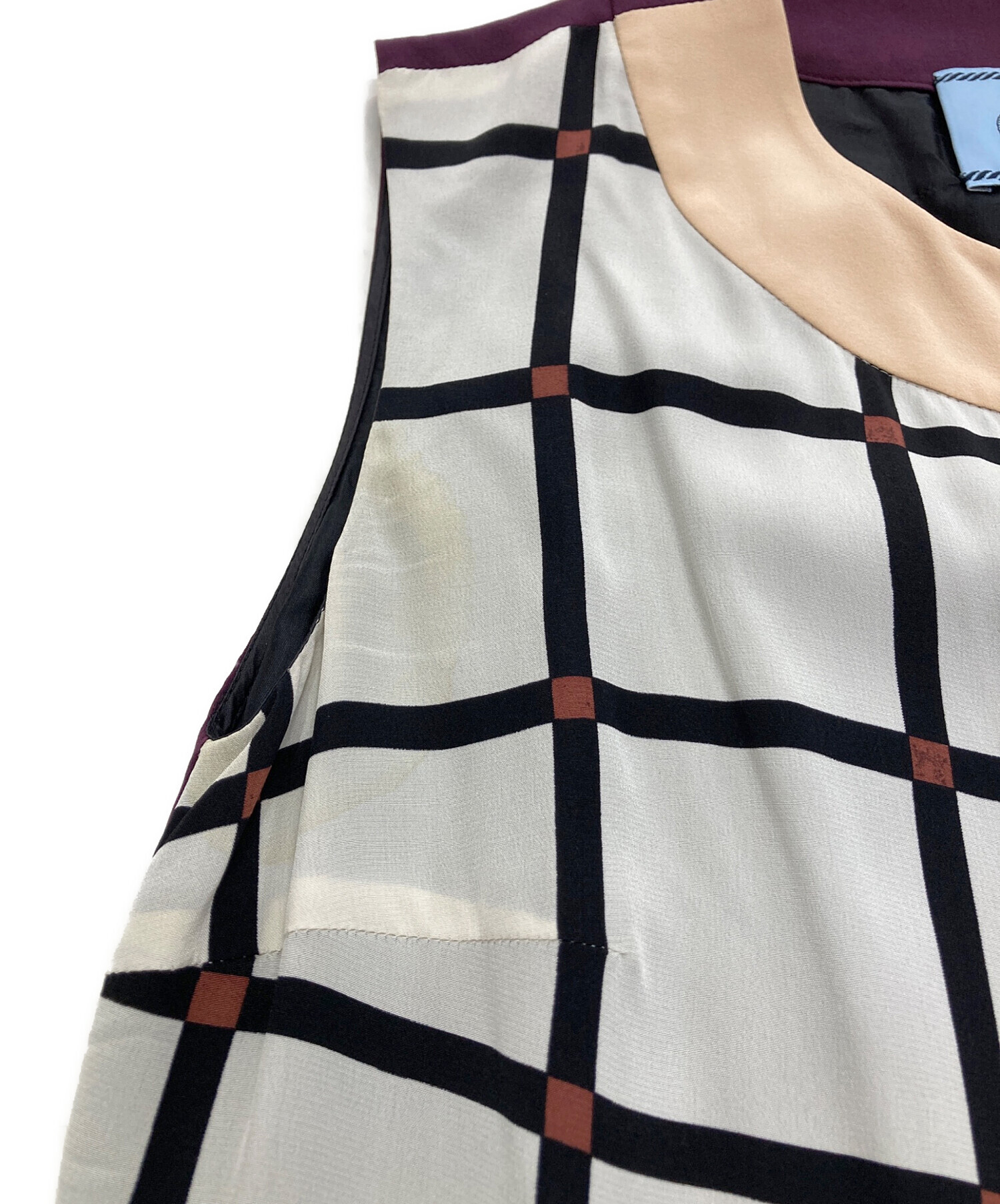 中古・古着通販】PRADA (プラダ) 総柄シルクワンピース アイボリー