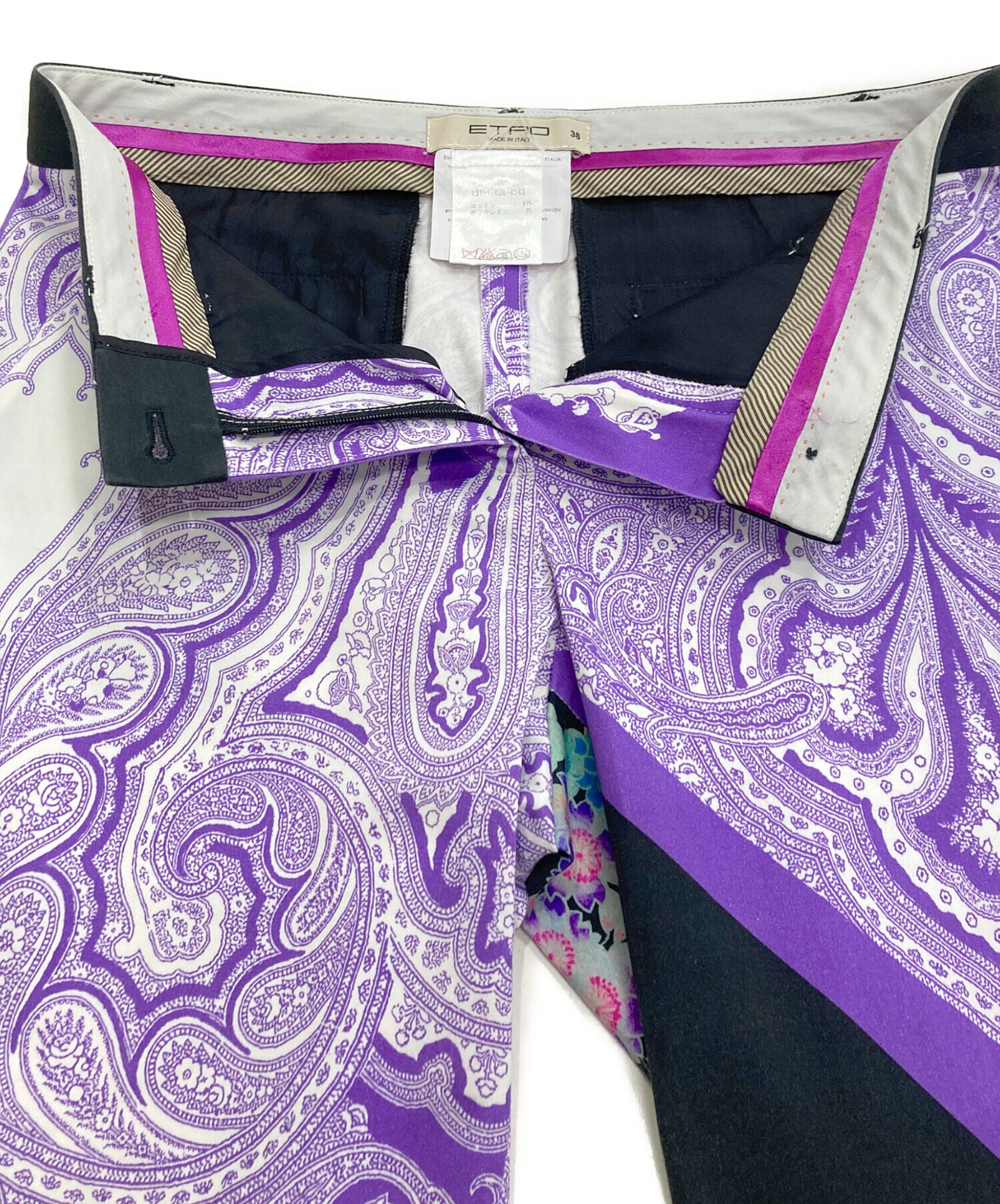 中古・古着通販】ETRO (エトロ) 総柄テーパードパンツ ブラック サイズ 