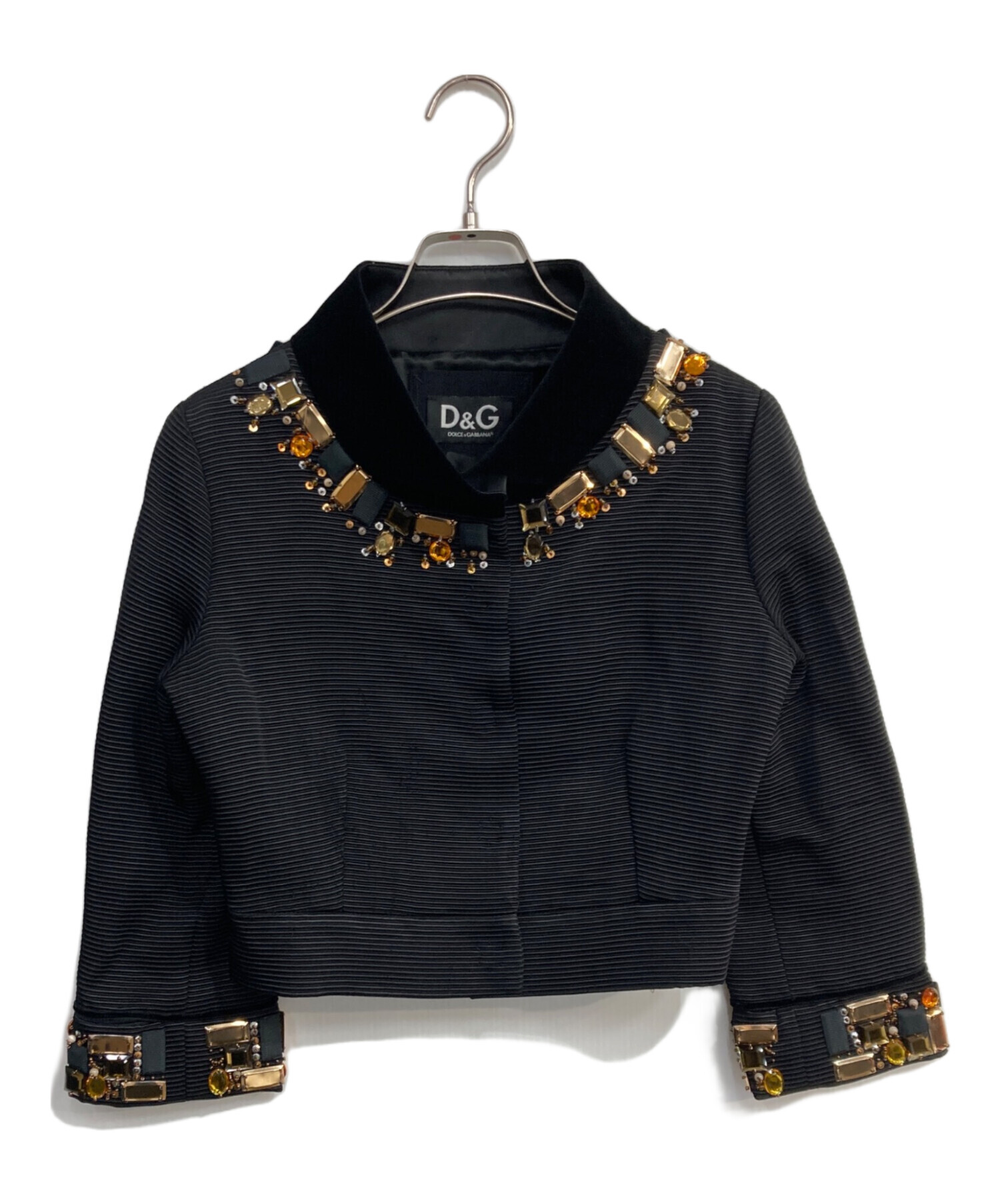 【美品】DOLCE&GABBANA ショート丈ジャケット ブラック 38 ドット 中古・古着通販】DOLCE & GABBANA (ドルチェ＆ガッバーナ) ビジュー