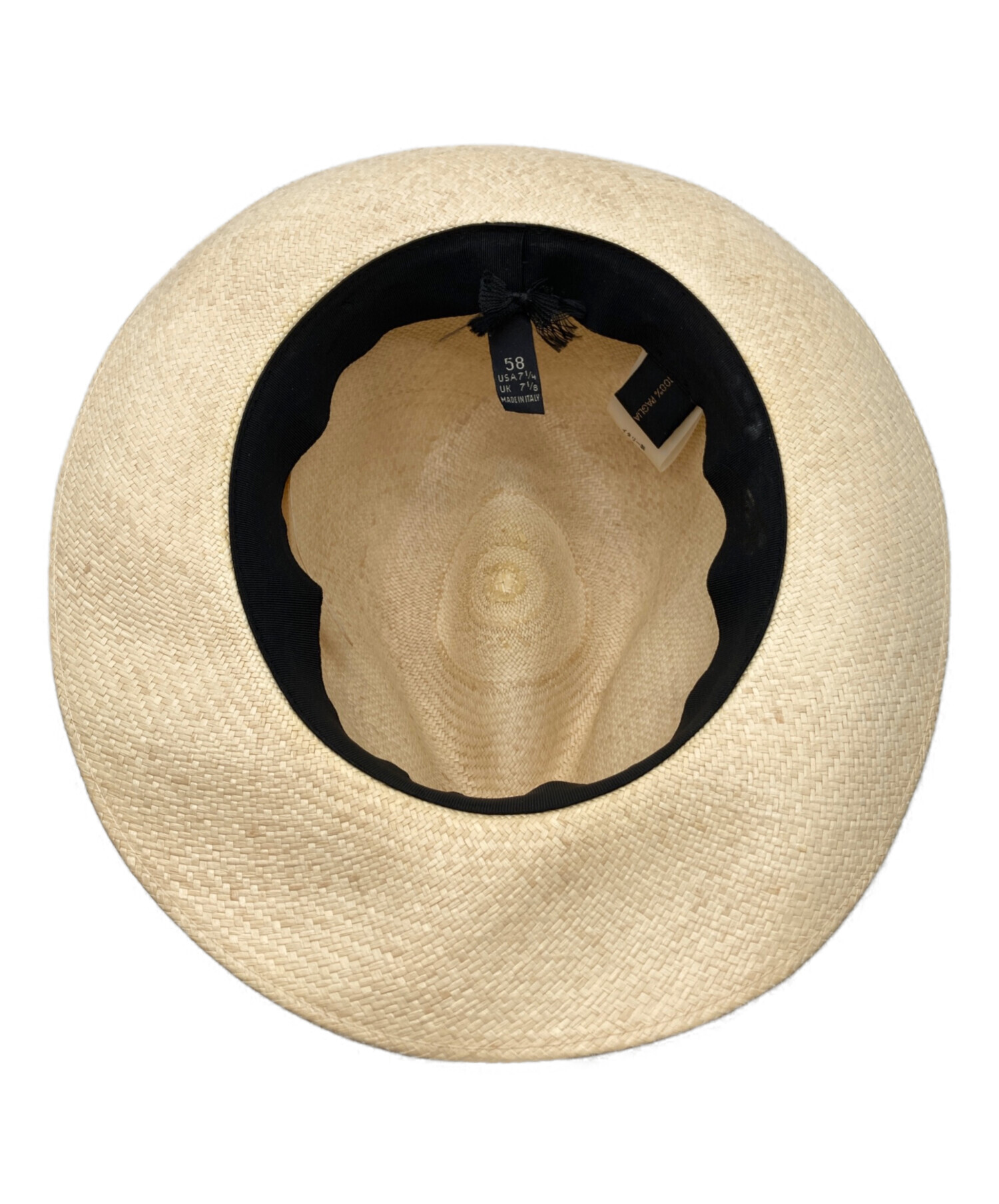 Borsalino ボルサリーノ ベージュハット　7 1/2 中古・古着通販】BORSALINO (ボルサリーノ) 天然草中折れハット
