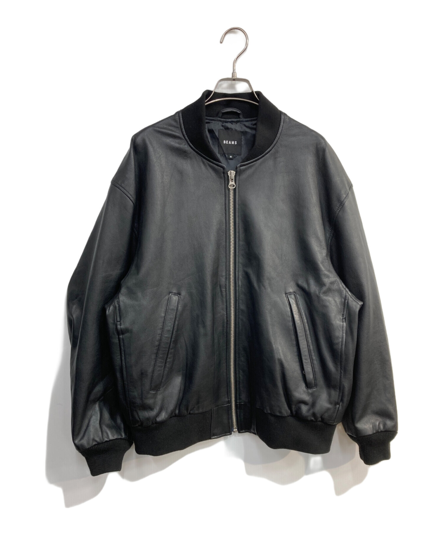 中古・古着通販】BEAMS (ビームス) レザーボマージャケット ブラック
