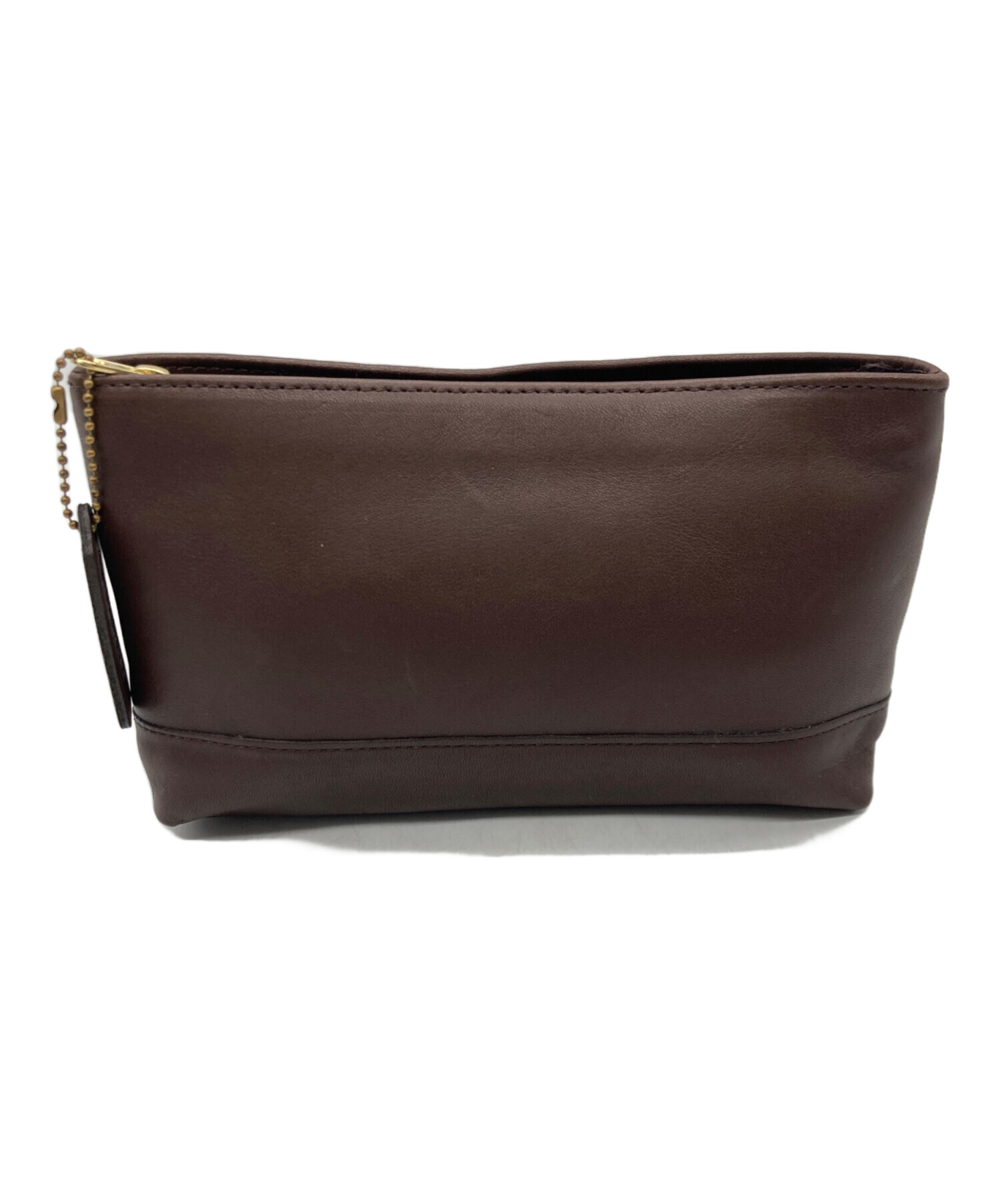 Vintage Coach レザー 化粧ポーチ　ダークブラウン 中古・古着通販】COACH (コーチ) レザーポーチ ブラウン｜ブランド